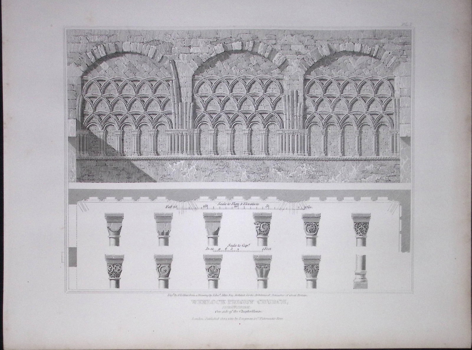 Wenlock Priory Church Shropshire 190 Years-Old Rare John Britton Antique Steel Engraving-74: Title: Wenlock Priory Church Shropshire 190 Years-Old Rare John Britton Antique Steel Engraving-74 Description: This 191 Years-Old Steel Gilt-Edged Engraved Plate Has Been Removed from an Antique