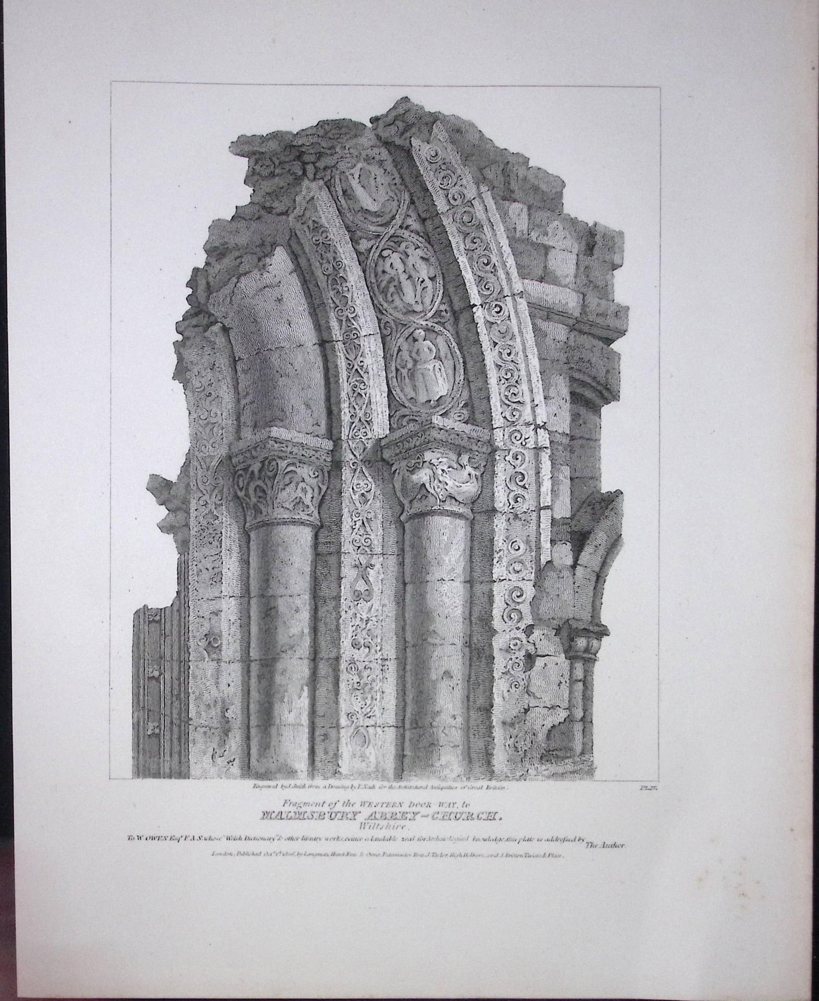 Malmsbury Church-Wiltshire 190 Years-Old Rare John Britton Antique Steel Engraving-46: Title: Malmsbury Church-Wiltshire 190 Years-Old Rare John Britton Antique Steel Engraving-46 Description: This 191 Years-Old Steel Gilt-Edged Engraved Plate Has Been Removed from an Antique Edition