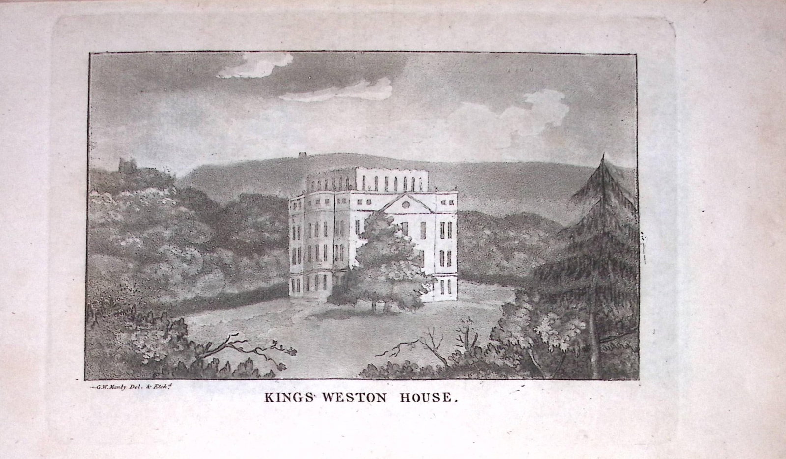 King Weston House 224 Years-Old Historic and Picturesque Clifton Bristol Print-12.: Title: King Weston House 224 Years-Old Historic and Picturesque Clifton Bristol Print-12. Description: This 224 Years-Old Engraved Plate Has Been Removed from an Antique Edition of. Fugit