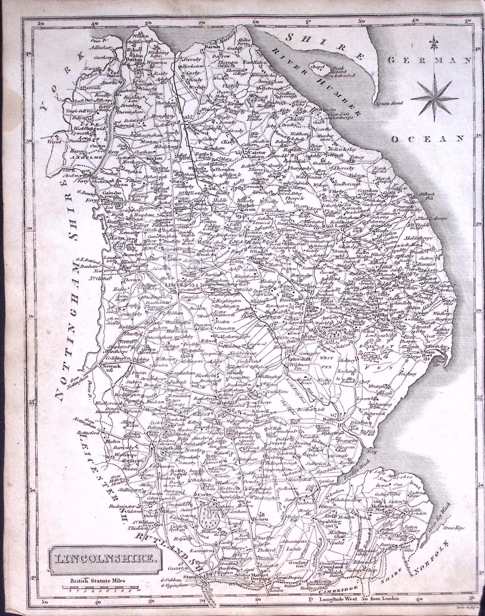 County Lincolnshire 176 Years-Old Antique Detailed Map-9-TR: Title: County Lincolnshire 176 Years-Old Antique Detailed Map-9-TR Description: This Antique Engraving Has Been Removed from an Antique 1850 Edition of. The New British Traveller or Modern Pan