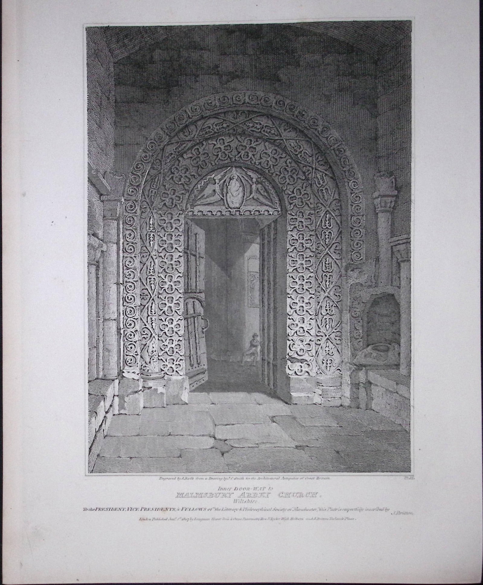 Malmsbury Church-Wiltshire 190 Years-Old Rare John Britton Antique Steel Engraving-51: Title: Malmsbury Church-Wiltshire 190 Years-Old Rare John Britton Antique Steel Engraving-51 Description: This 191 Years-Old Steel Gilt-Edged Engraved Plate Has Been Removed from an Antique Edition