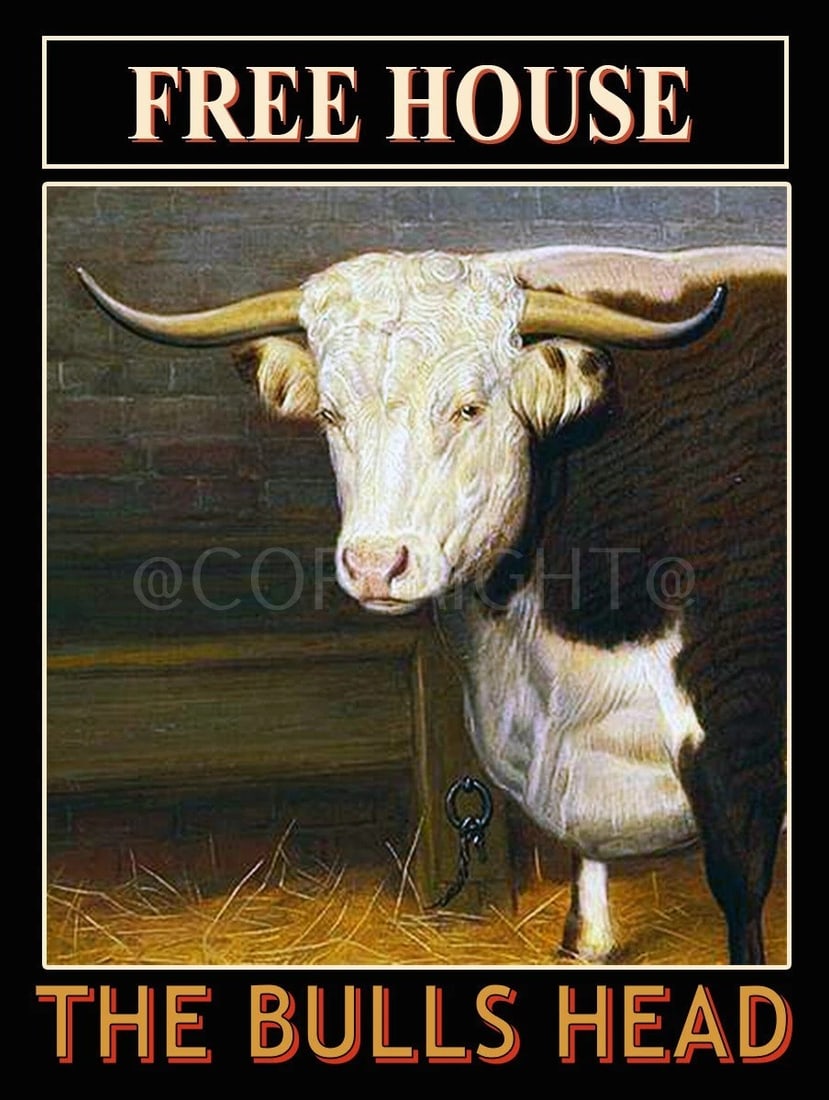 The Bulls Head Traditional Style British Pub Metal Wall Art: Title: The Bulls Head Traditional Style British Pub Metal Wall Art Description: ★ Approx Size 12” x 8” (Inches) 300 x 200 (mm). ★ Our Metal Art Design Comes with Rounded