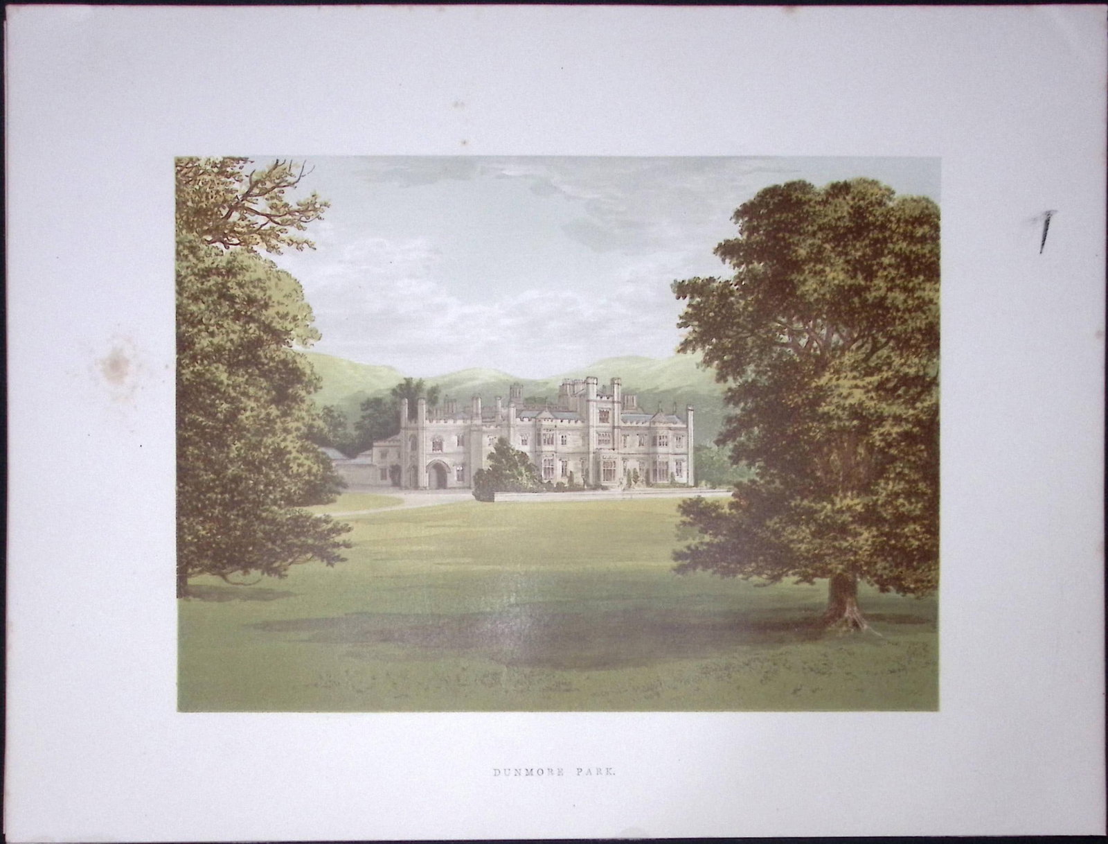 Dunmore Park Scotland 160 Years-Old Gilt-Edge Coloured Antique Book Plate-4: Title: Dunmore Park Scotland 160 Years-Old Gilt-Edge Coloured Antique Book Plate-4 Description: This Stunning Gilt-Edged Colour Plate illustrated by Alexander Francis Lydon and Coloured By. Benjamin