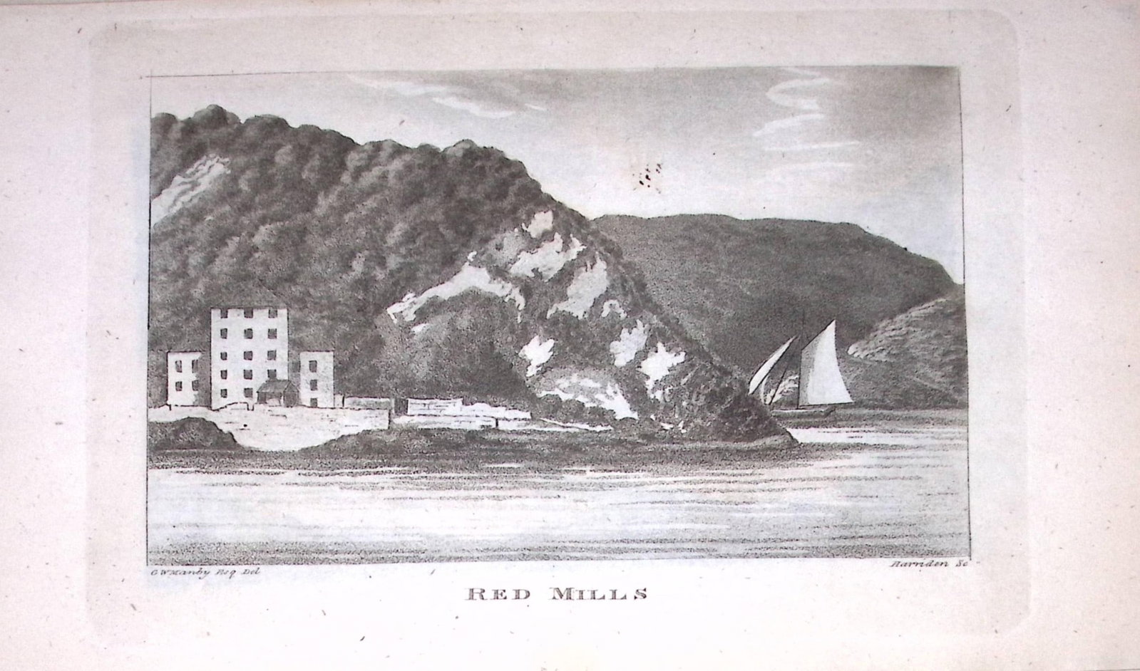 Red Mills 224 Years-Old Historic and Picturesque Clifton Bristol Print-9.: Title: Red Mills 224 Years-Old Historic and Picturesque Clifton Bristol Print-9. Description: This 224 Years-Old Engraved Plate Has Been Removed from an Antique Edition of. Fugitive Sketches of