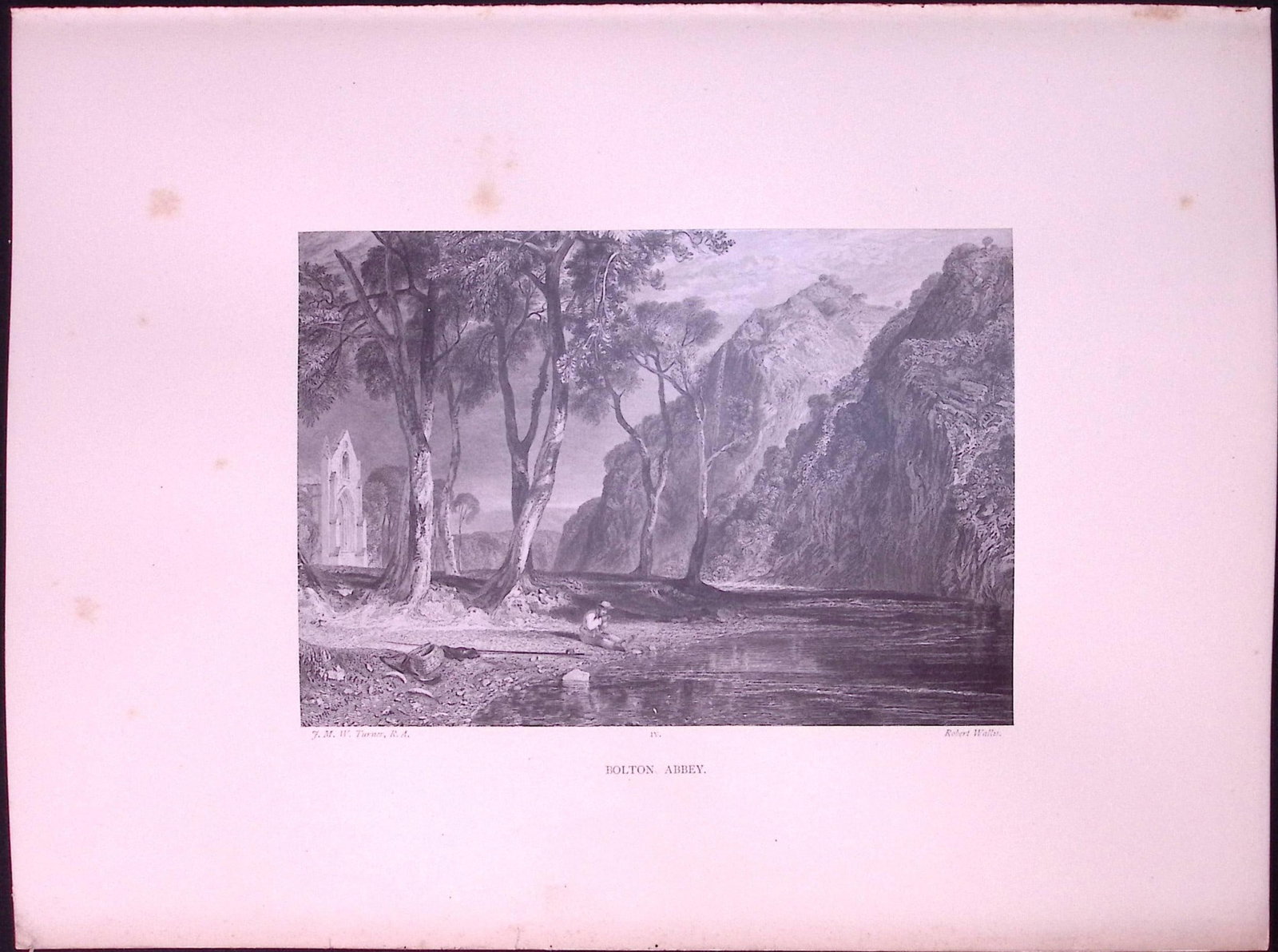 J.M.W Turner Rare “Bolton Abbey Yorkshire” 1873 Picturesque Views in England-19: Title: J.M.W Turner Rare “Bolton Abbey Yorkshire” 1873 Picturesque Views in England-19 Description: This Antique Print Was Removed from a 152 Years-Old Edition Of. J M W Turner's