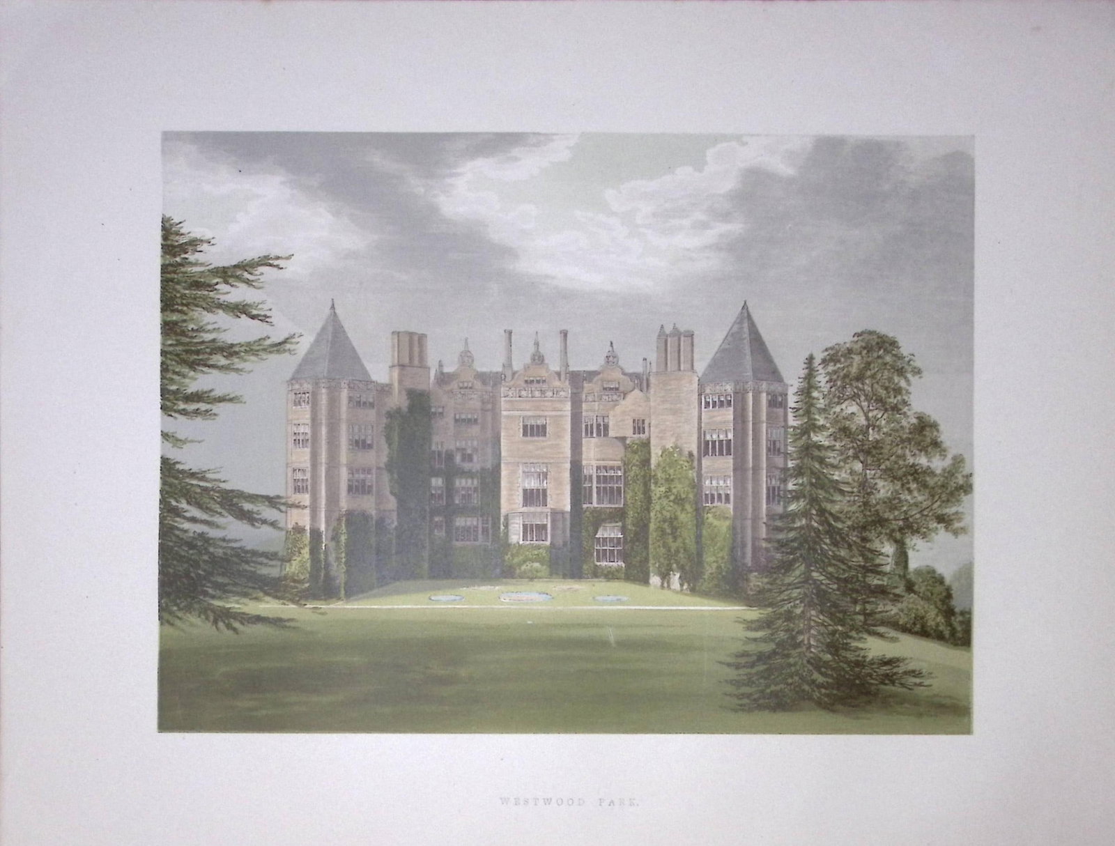 Westwood Park Droitwich 160 Years-Old Gilt-Edge Coloured Antique Book Plate-6: Title: Westwood Park Droitwich 160 Years-Old Gilt-Edge Coloured Antique Book Plate-6 Description: This Stunning Gilt-Edged Colour Plate illustrated by Alexander Francis Lydon and Coloured By. <