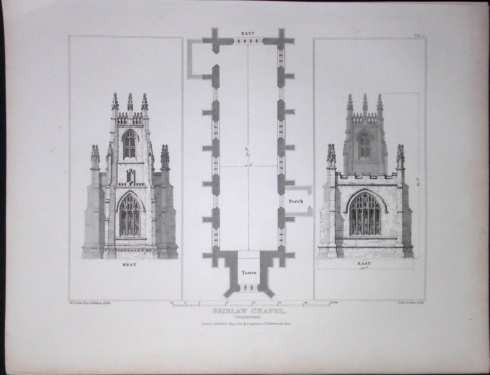 Skirlaw Chapel Yorkshire 190 Years-Old Rare John Britton Antique Steel Engraving-97: Title: Skirlaw Chapel Yorkshire 190 Years-Old Rare John Britton Antique Steel Engraving-97 Description: This 191 Years-Old Steel Engraved Plate Has Been Removed from an Antique Edition of. John
