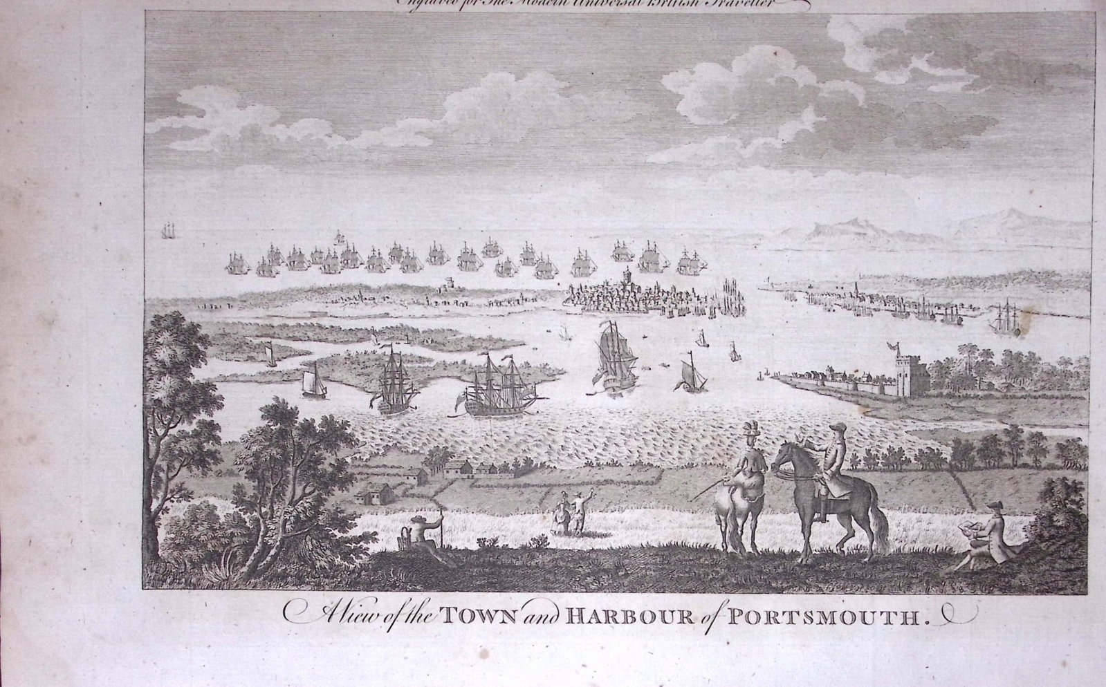 Portsmouth Town & Harbour Rare 247-Year-Old Antique Copperplate Engraving-66-TR: Title: Portsmouth Town & Harbour Rare 247-Year-Old Antique Copperplate Engraving-66-TR Description: This Antique 247-Year-Old Was Removed from an Edition Of. The Modern Un