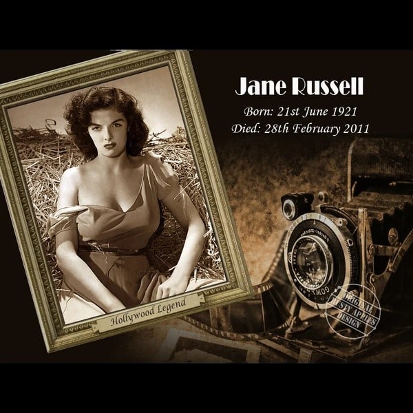 Vintage Actresses Golden Age Of Hollywood Jane Russell Metal Wall Art: Title: Vintage Actresses Golden Age Of Hollywood Jane Russell Metal Wall Art Description: ★ Approx Size 8” x 6” (Inches) 200 x 150 (mm). ★ Our Metal Art Design Comes wit