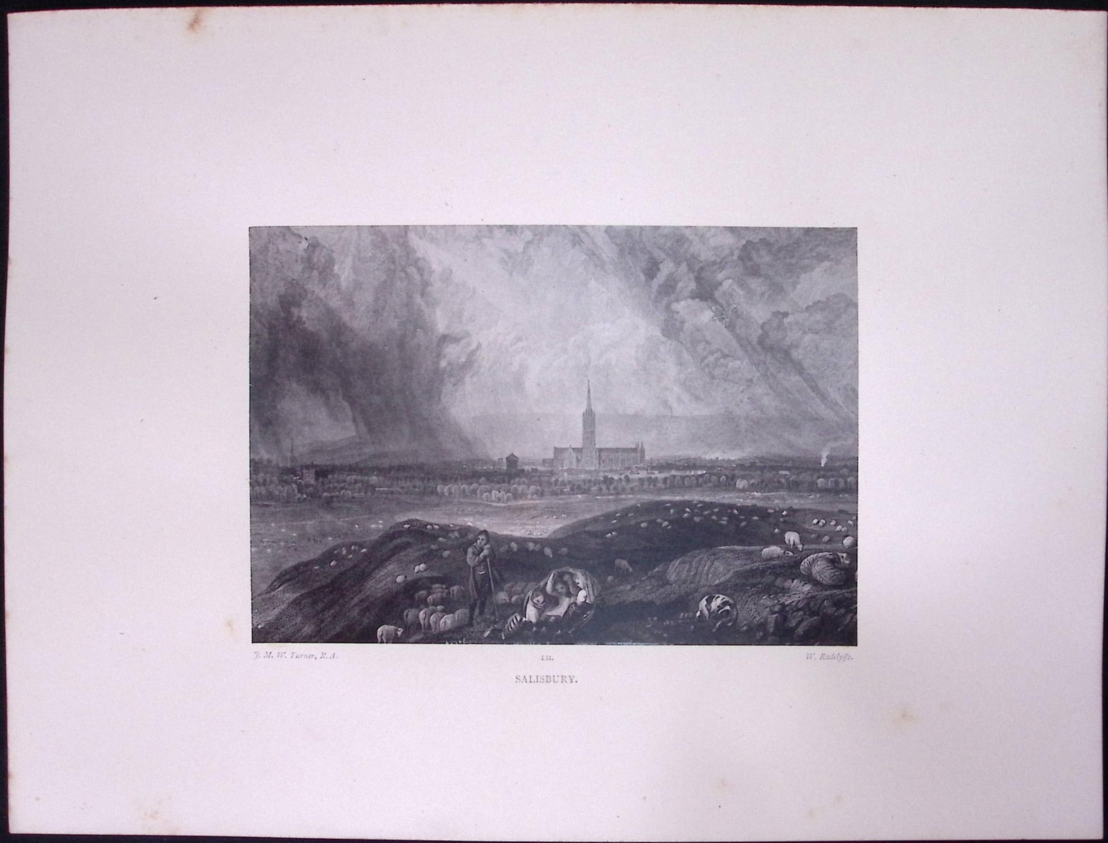 J.M.W Turner Rare “City of Salisbury” 1873 Picturesque Views in England-58: Title: J.M.W Turner Rare “City of Salisbury” 1873 Picturesque Views in England-58 Description: This Antique Print Was Removed from a 152 Years-Old Edition Of. J M W Turner's Picturesque