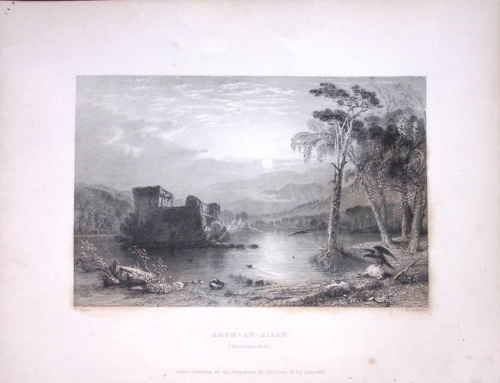 Inverness Loch-An-Eilan Scotland W Beattie 188 Years-Old Antique Steel Engraving-37: Title: Inverness Loch-An-Eilan Scotland W Beattie 188 Years-Old Antique Steel Engraving-37 Description: Scotland Illustrated in a Series of Views Takes Expressly for This Work by Messrs William Bea