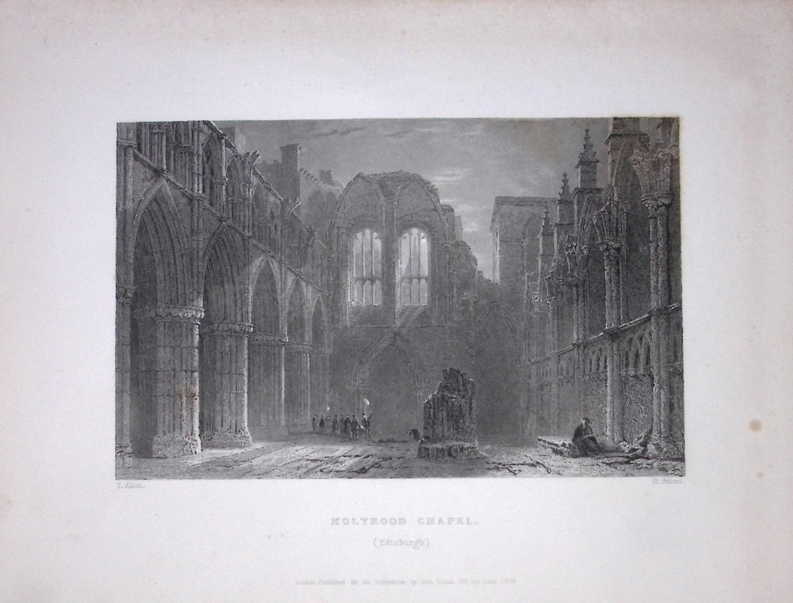 Edinburgh Holyrood Chapel Scotland 188 Years-Old Antique Steel Engraving-14: Title: Edinburgh Holyrood Chapel Scotland 188 Years-Old Antique Steel Engraving-14 Description: Scotland Illustrated in a Series of Views Takes Expressly for This Work by Messrs William Beattie.