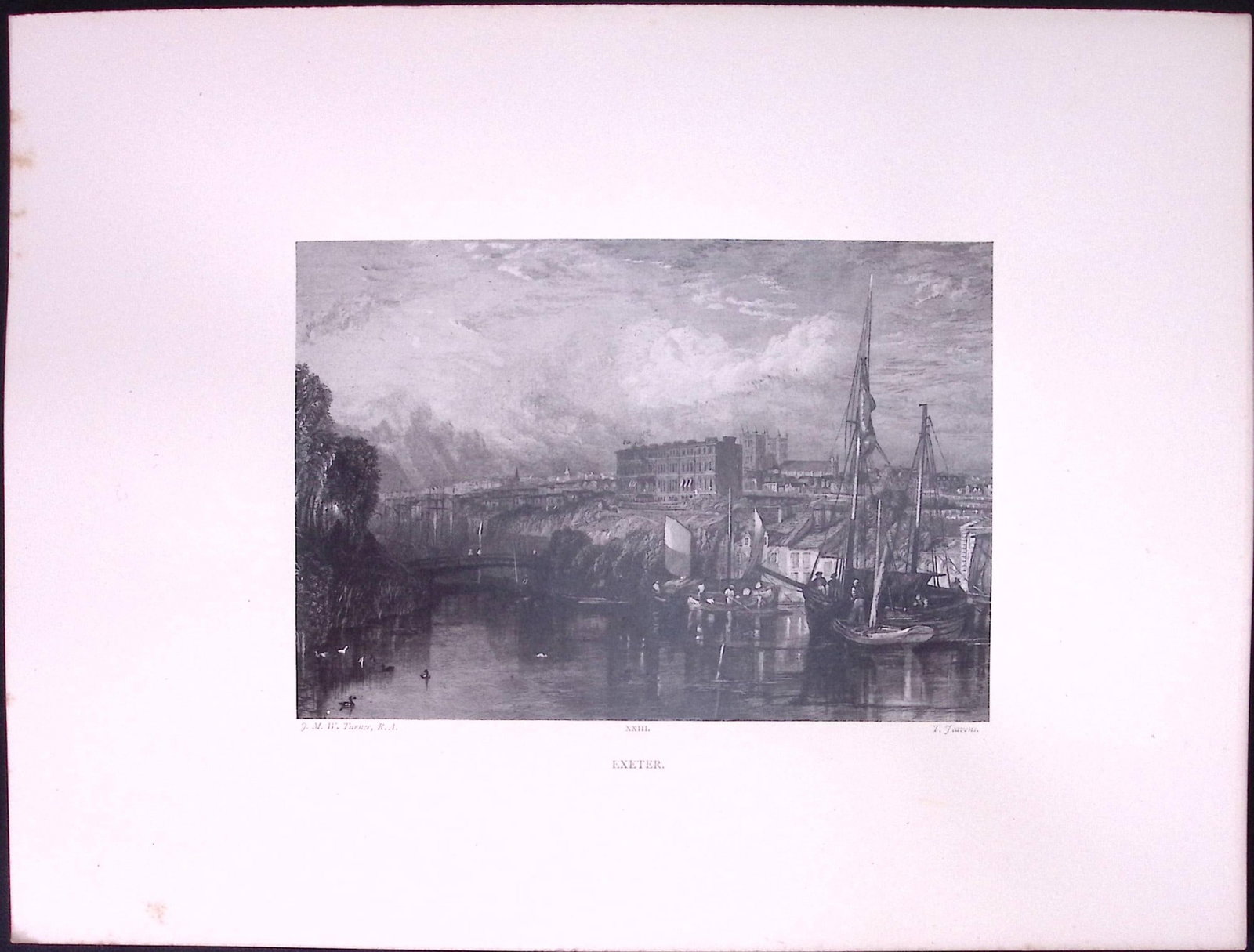 J.M.W Turner Rare “City of Exeter” 1873 Picturesque Views in England-66: Title: J.M.W Turner Rare “City of Exeter” 1873 Picturesque Views in England-66 Description: This Antique Print Was Removed from a 152 Years-Old Edition Of. J M W Turner's Picturesque