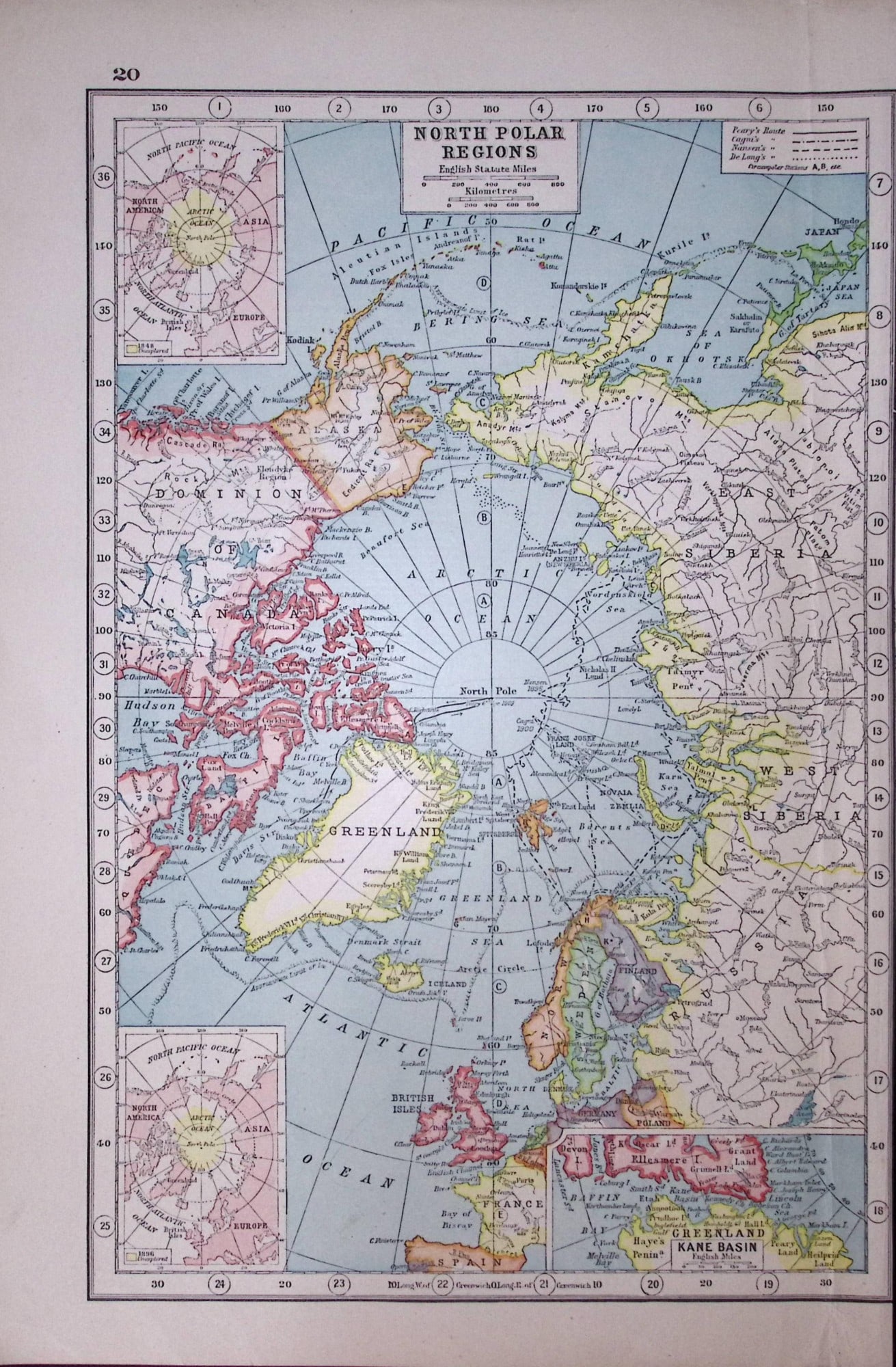 North Polar Regions Detailed Ancient Antique 1922 Coloured Map-20: Title: North Polar Regions Detailed Ancient Antique 1922 Coloured Map-20 Description: North Polar Regions Detailed Ancient Antique 1922 Coloured Map-20 Removed from an Antique 1922 Harmsworth New