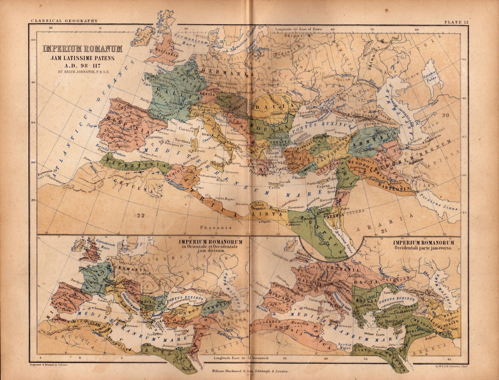 Antique 1867 Coloured Classical Geography 160 Years-Old Map Imperium Rome.: Title: Antique 1867 Coloured Classical Geography 160 Years-Old Map Imperium Rome. Description: This Map Has Been Removed from an Antique Edition of. AK Johnston Classical Geography Atlas Published In