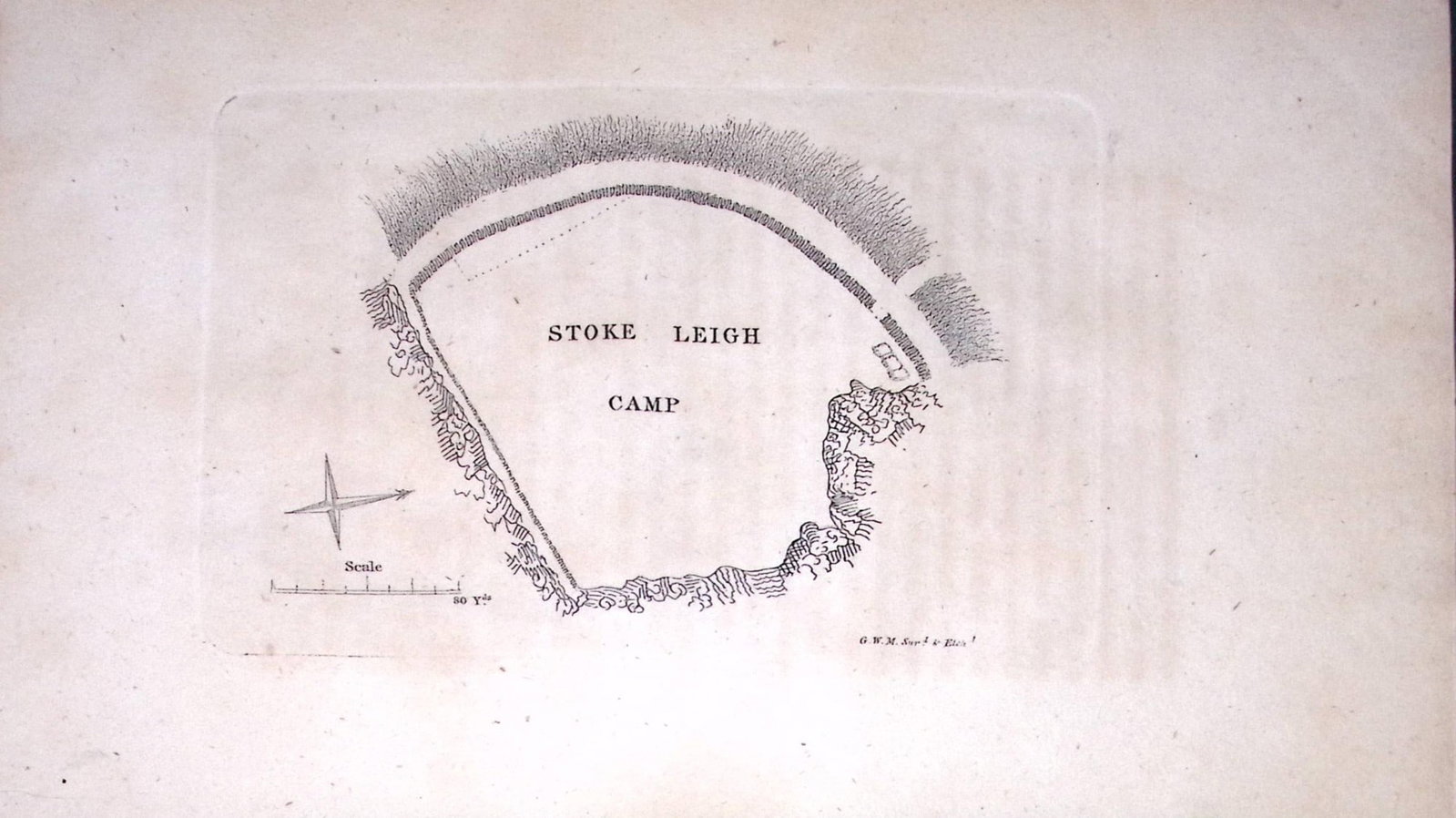 Stoke Leigh Camp 224 Years-Old Historic and Picturesque Clifton Bristol Print-16.: Title: Stoke Leigh Camp 224 Years-Old Historic and Picturesque Clifton Bristol Print-16. Description: This 224 Years-Old Engraved Plate Has Been Removed from an Antique Edition of. Fugitive