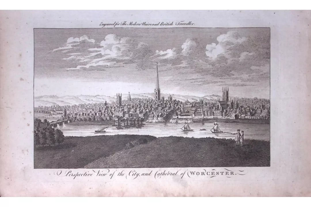 City of Worcester Rare Large 247-Year-Old Antique Copperplate Engraving -34-TR: Title: City of Worcester Rare Large 247-Year-Old Antique Copperplate Engraving -34-TR Description: This Antique 247-Year-Old Was Removed from an Edition Of. The Modern Universal
