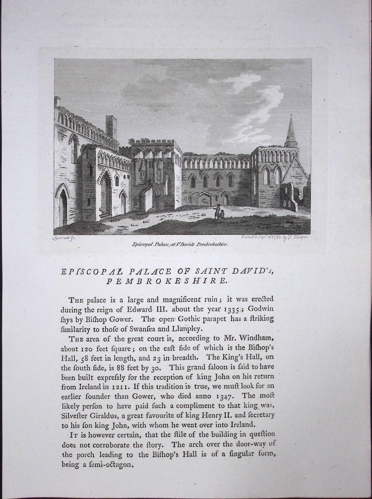 Wales Saint Davids Pembrokeshire F. Grose Antique Copper Engraving-43-TR (1 of 2)