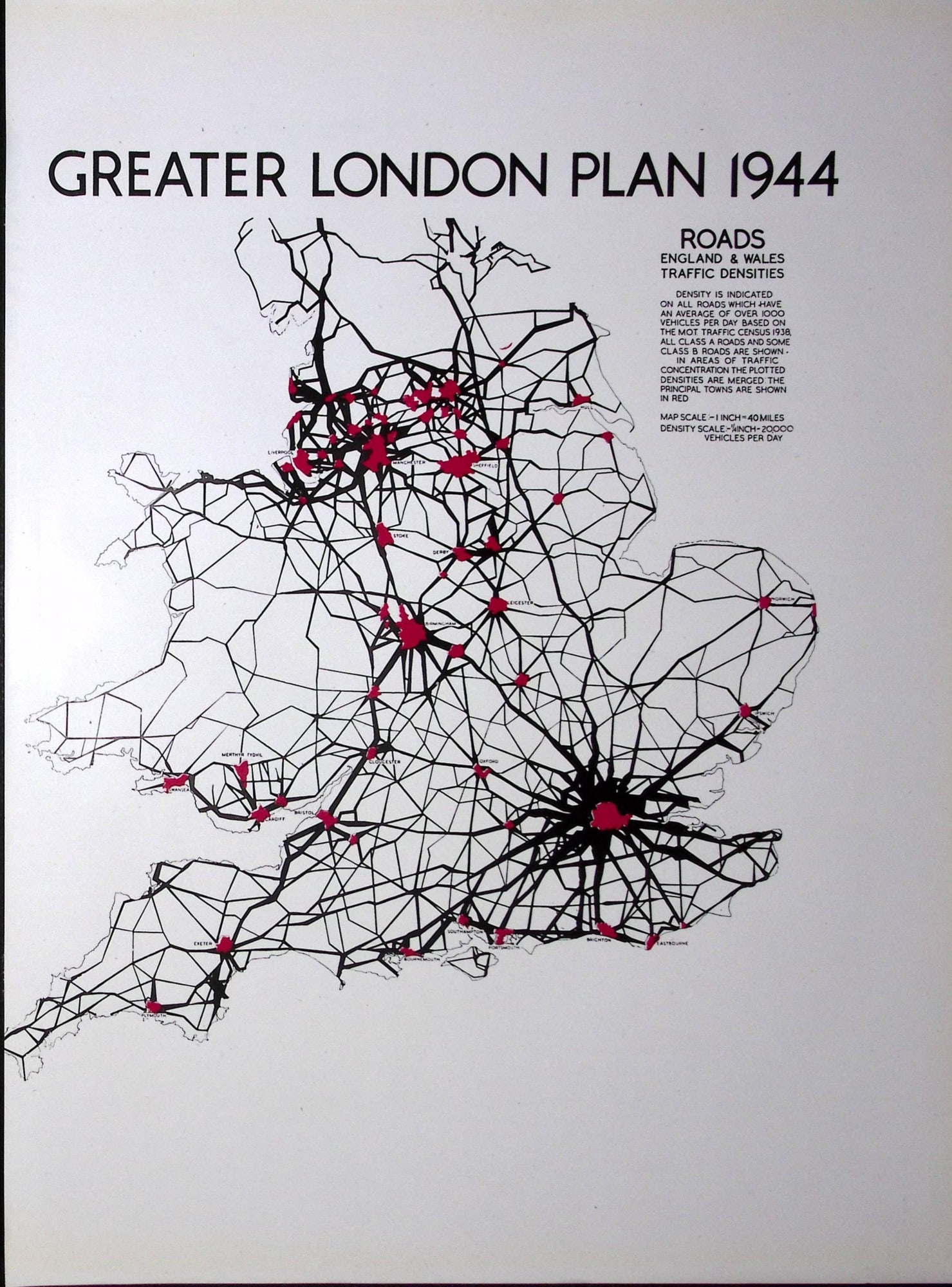 London WW2 1944 England & Wales Road Traffic Density Map -20: Title: London WW2 1944 England & Wales Road Traffic Density Map -20 Description: Good Condition Double Sided Plan, Prepared for the Minister of Town and Country Planning. Dimensions- 12 X 9
