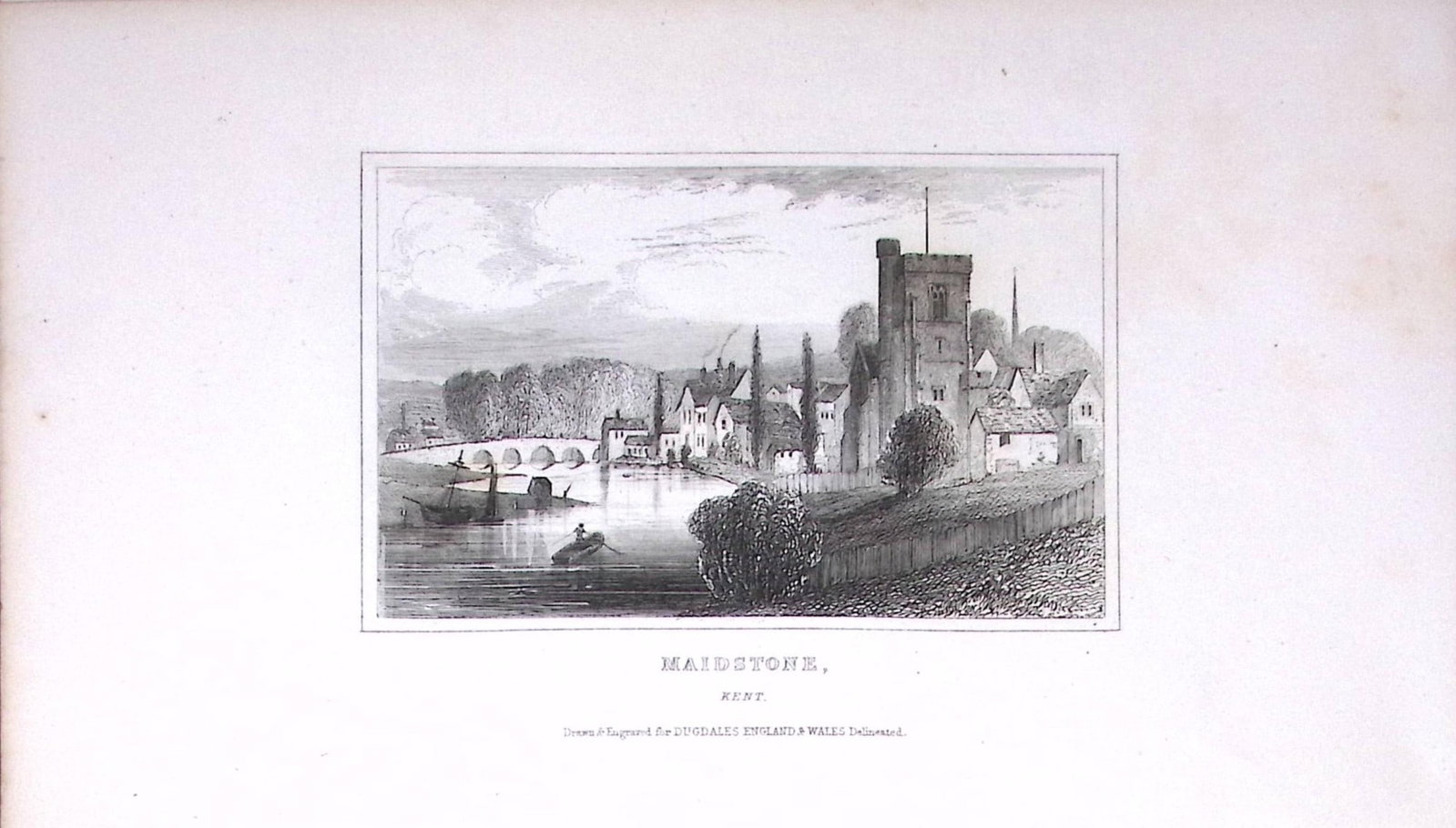 Town of Maidstone Dugdale & Archer Antique 180 Years-Old Copper Plate Print-40: Title: Town of Maidstone Dugdale & Archer Antique 180 Years-Old Copper Plate Print-40 Description: This Antique Copper Plate Engraving Has Been Removed from an Antique Edition of. Thomas Du