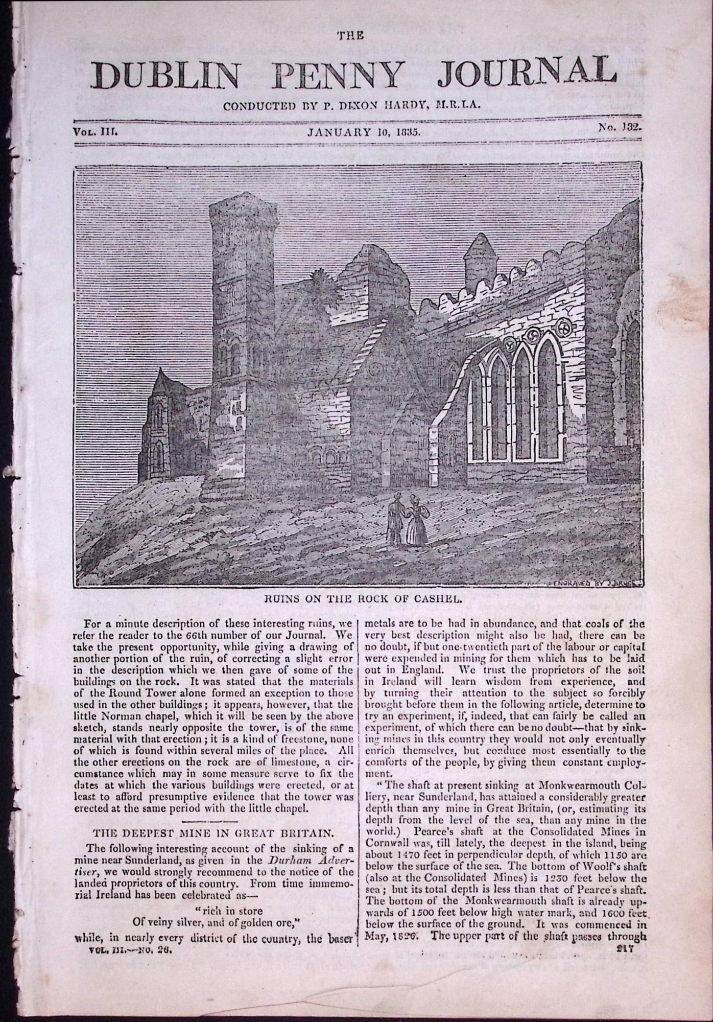 Dublin Journal 191 Years-Old Antique Newspaper The Rock of Cashel-73.: Title: Dublin Journal 191 Years-Old Antique Newspaper The Rock of Cashel-73. Description: Published Between 1832 and 1836 During the Reign of King William IV and is 194 Years-Old. This 8-
