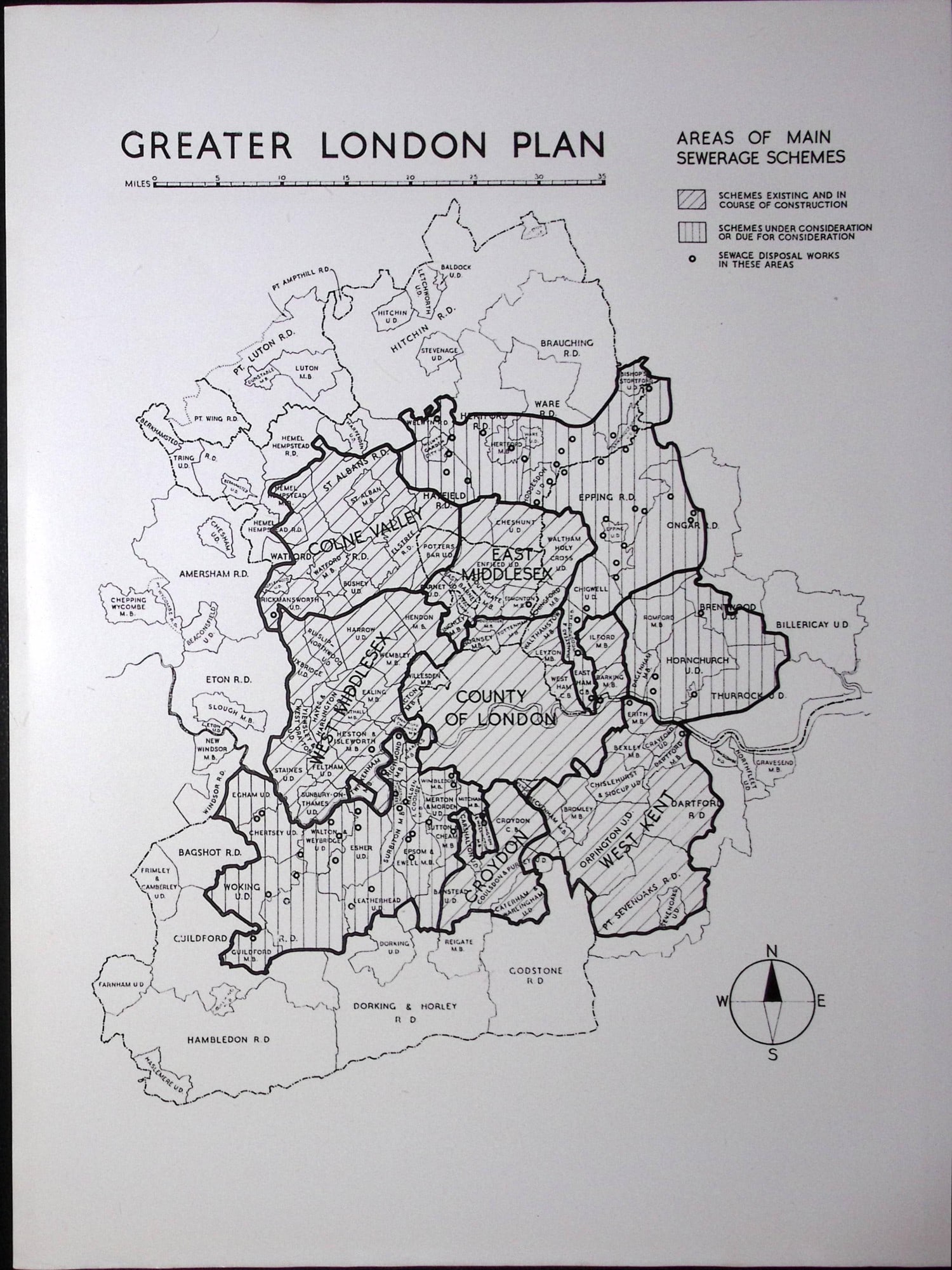 London WW2 1944 Areas of Schemes Electricity & Sewerage Maps-25. - 2