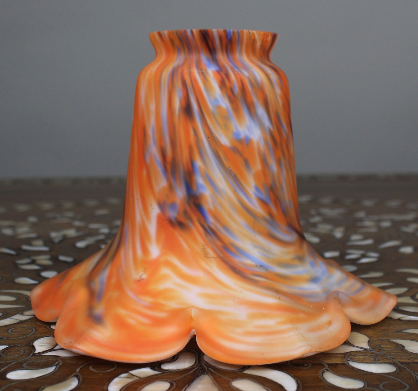 Vintage Orange Marbled Glass Lamp Shade (1 of 1)