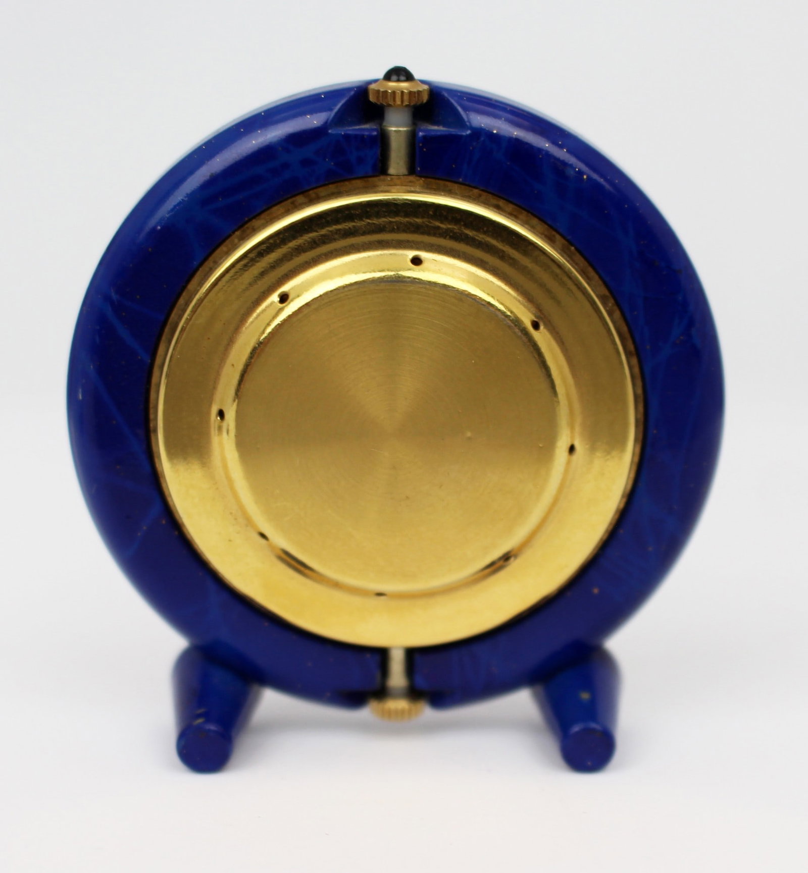 Fine Vintage Lapis Nepro Swiss Miniature Enamel Travel Alarm Clock - 2