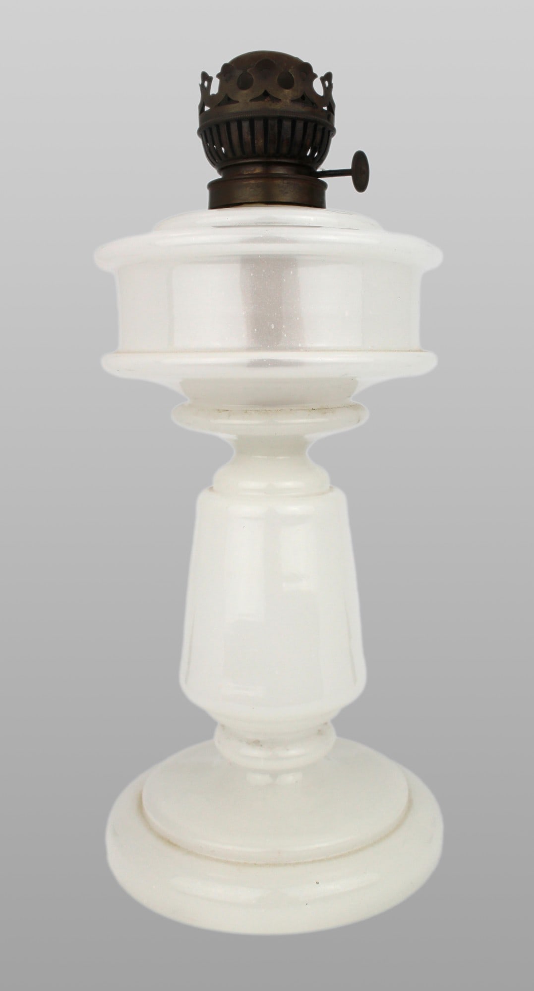 Victorian White Opaline Glass Oil Lamp with Cosmos Burner (1 of 1)