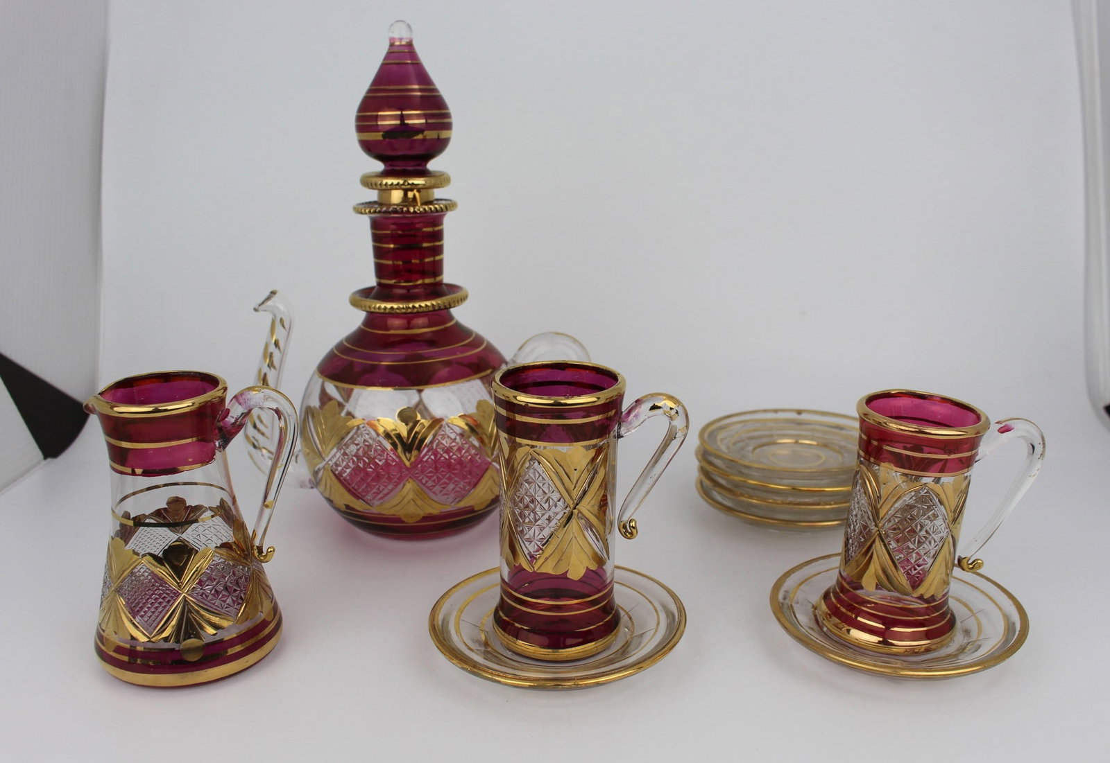 Vintage Gilded Glass Part Coffee Set (1 of 1)