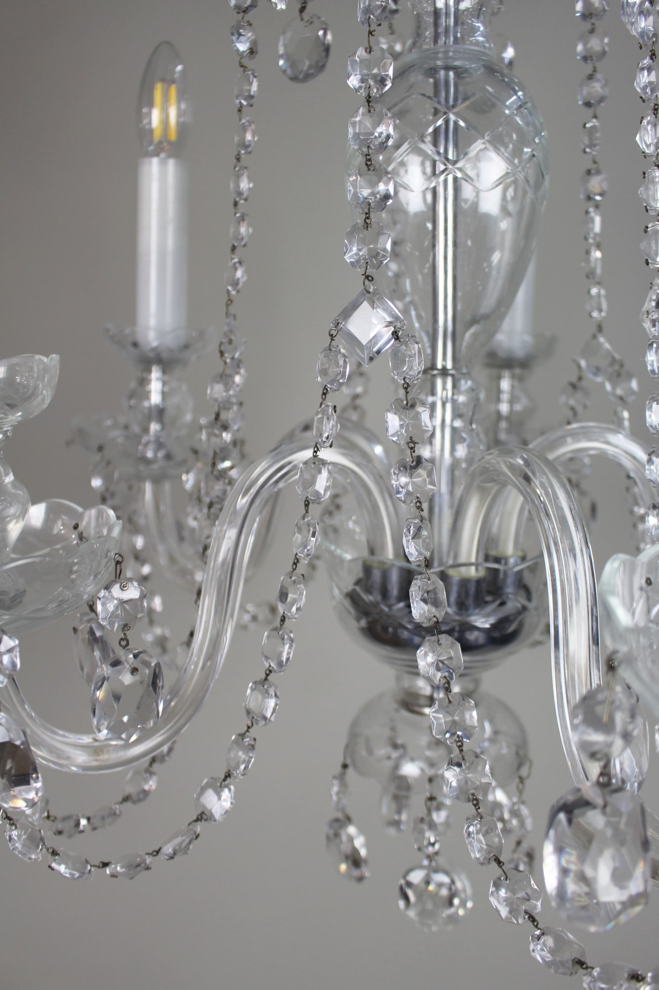 Fine Quality Dressed Crystal Vintage French 5 Arm Chandelier - 12