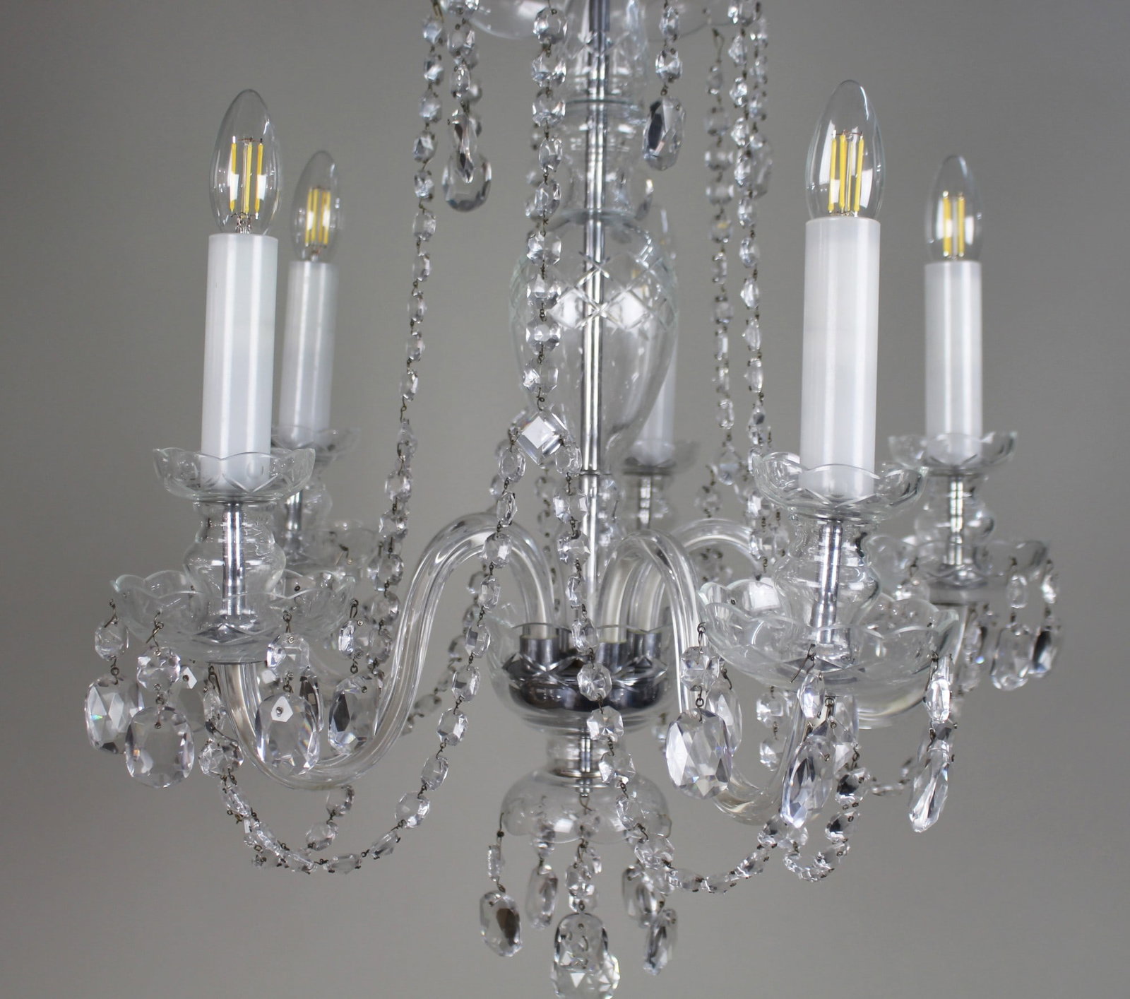 Fine Quality Dressed Crystal Vintage French 5 Arm Chandelier - 3