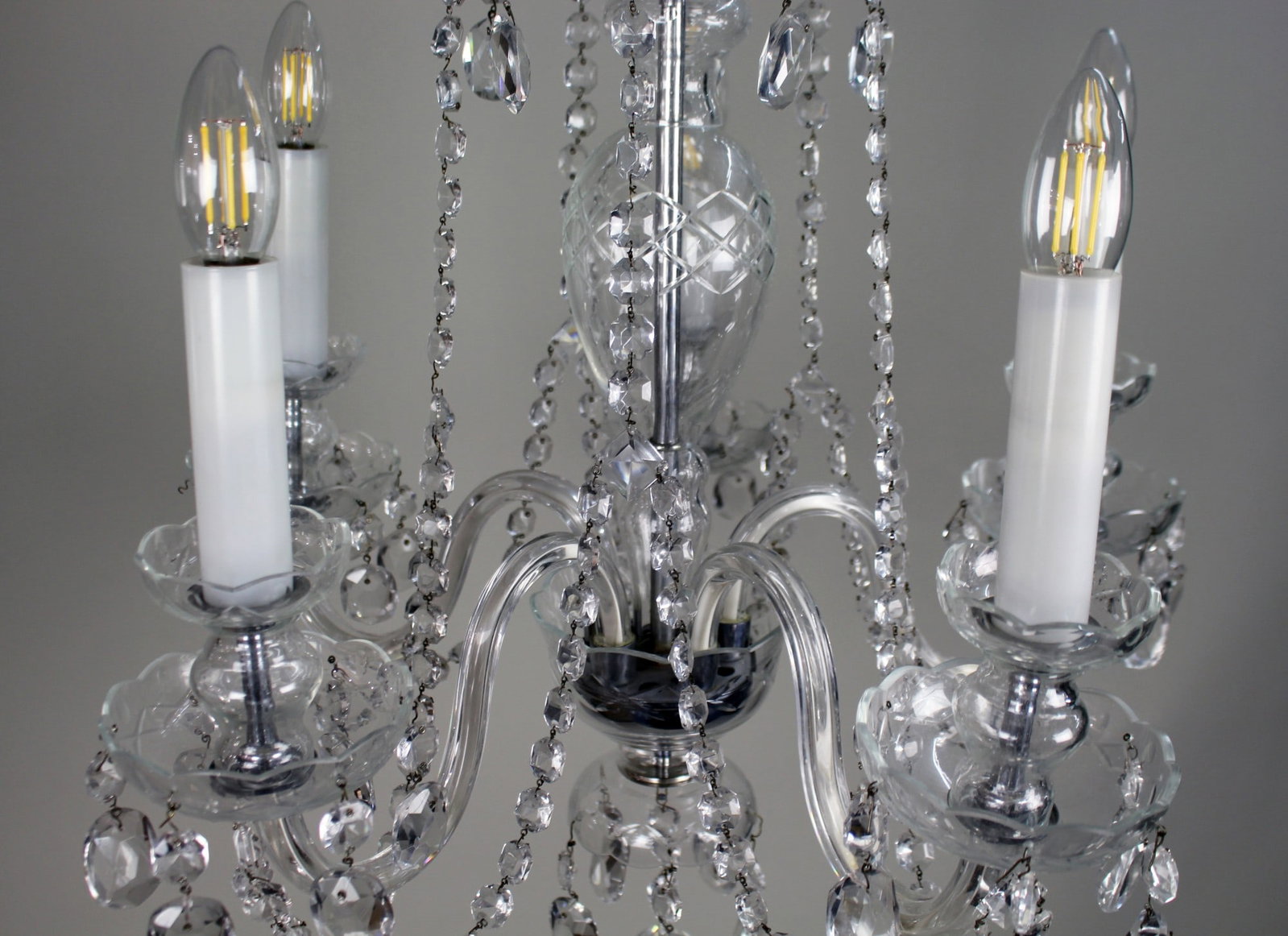 Fine Quality Dressed Crystal Vintage French 5 Arm Chandelier - 5