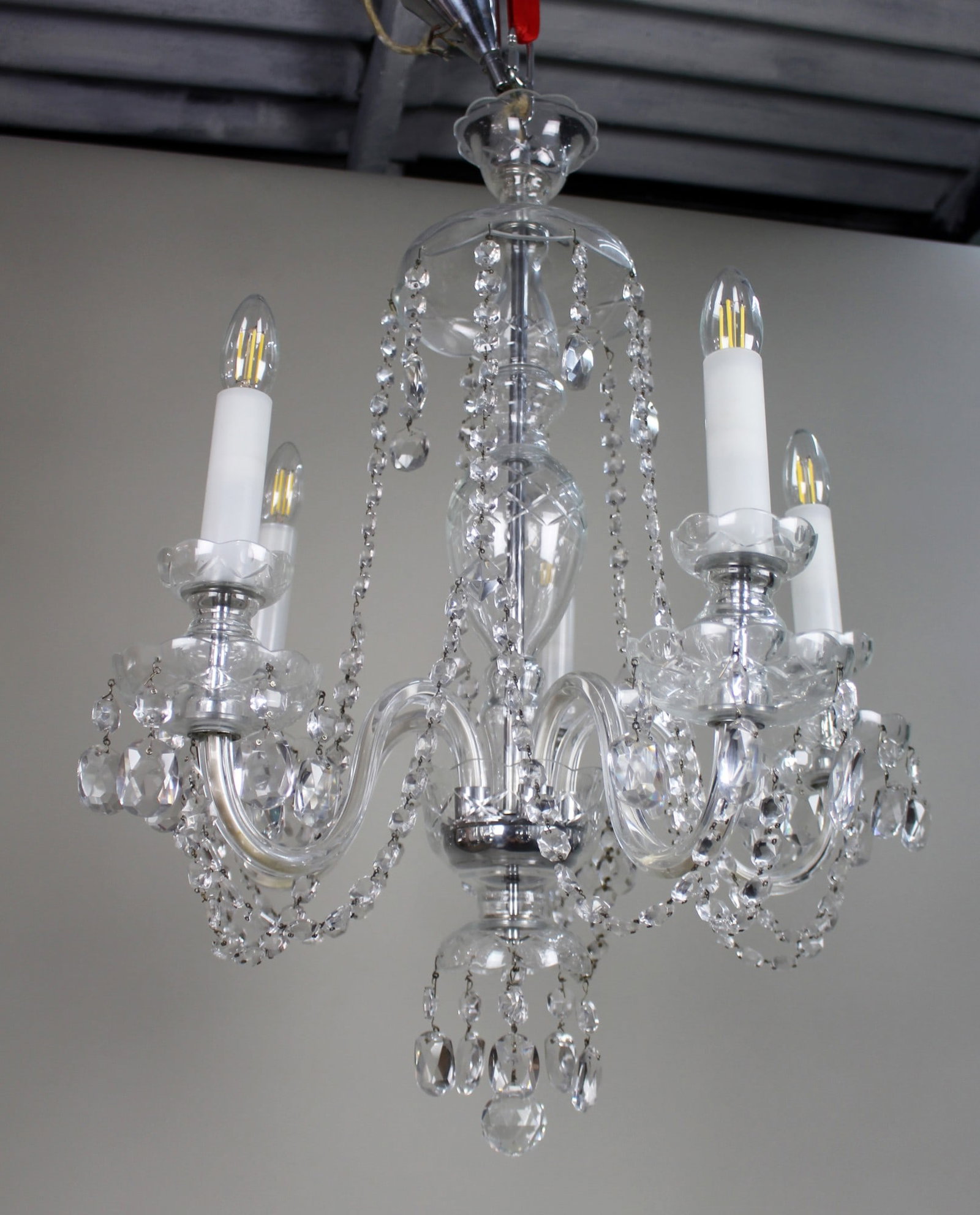 Fine Quality Dressed Crystal Vintage French 5 Arm Chandelier - 6
