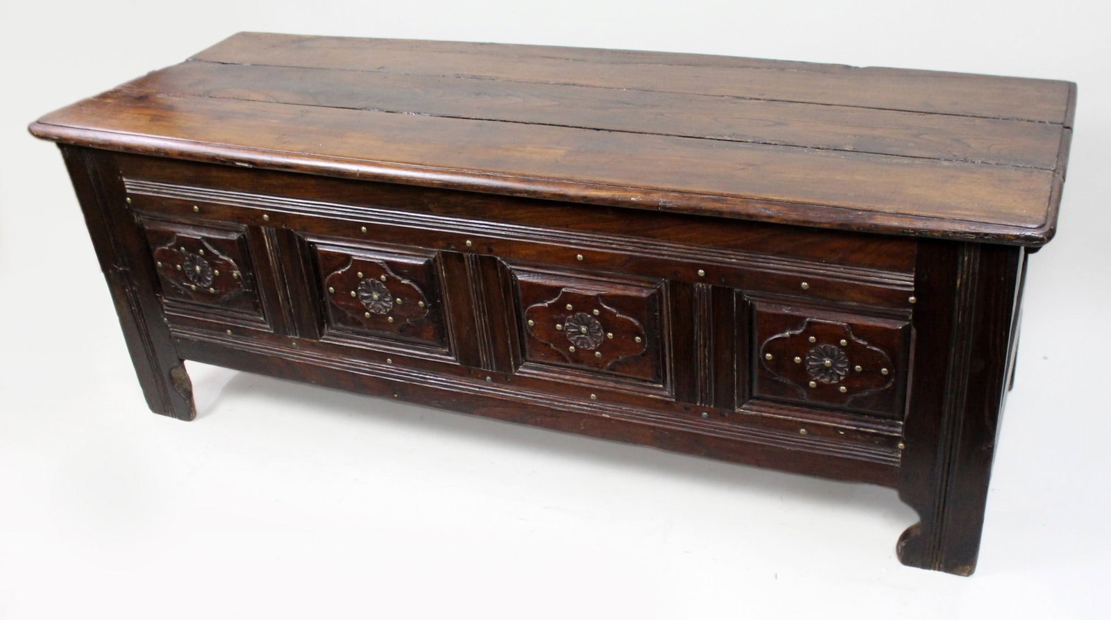 Antique 18th Century French Provincial Oak Coffer Chest (1 of 3)