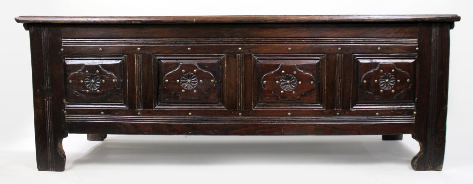 Antique 18th Century French Provincial Oak Coffer Chest - 2