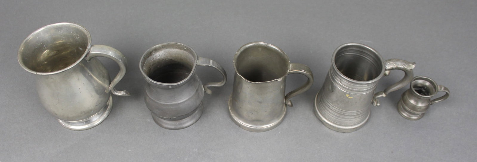 Collection of 5 Antique & Vintage Pewter Tankards - 2