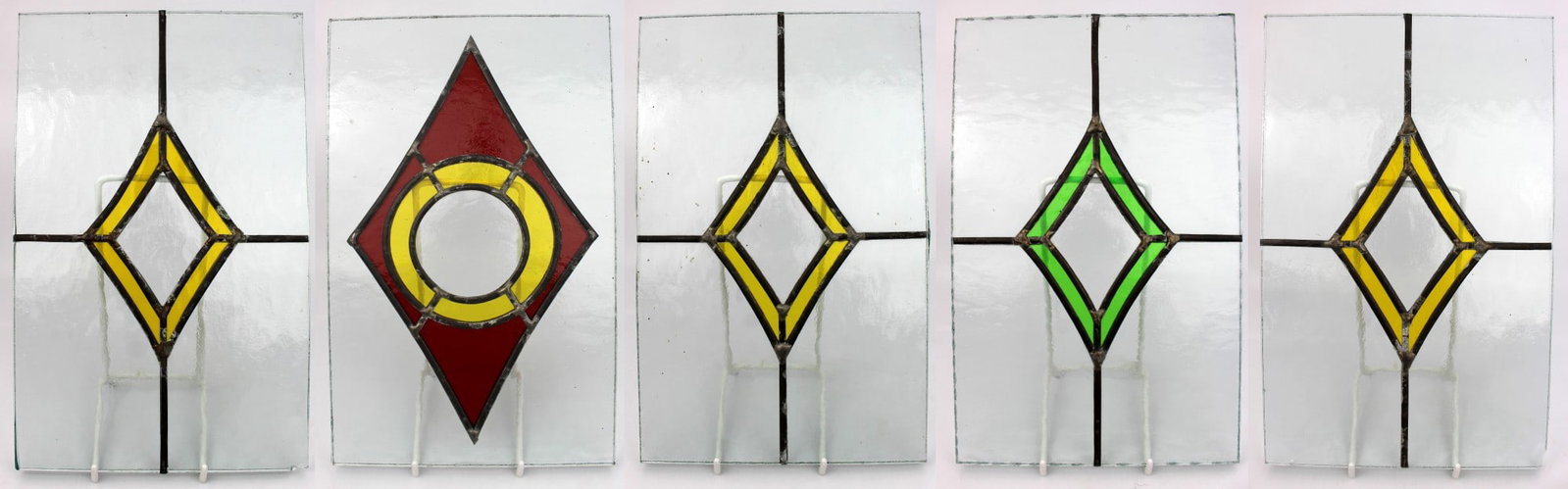 Set of 5 Vintage Stained Glass Panels (1 of 1)
