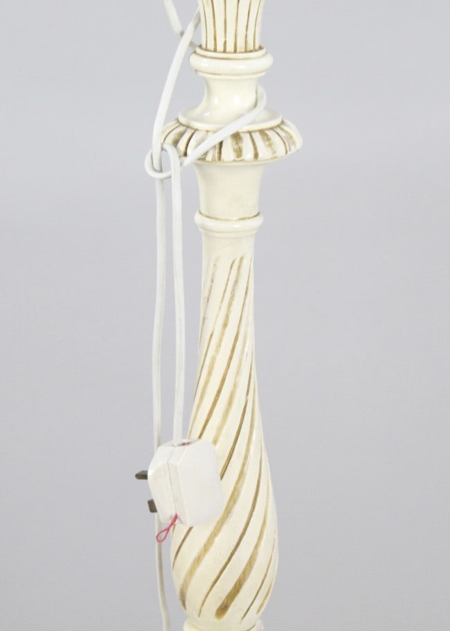 Vintage Carved Wood Painted Shabby Chic Standard Lamp - 4