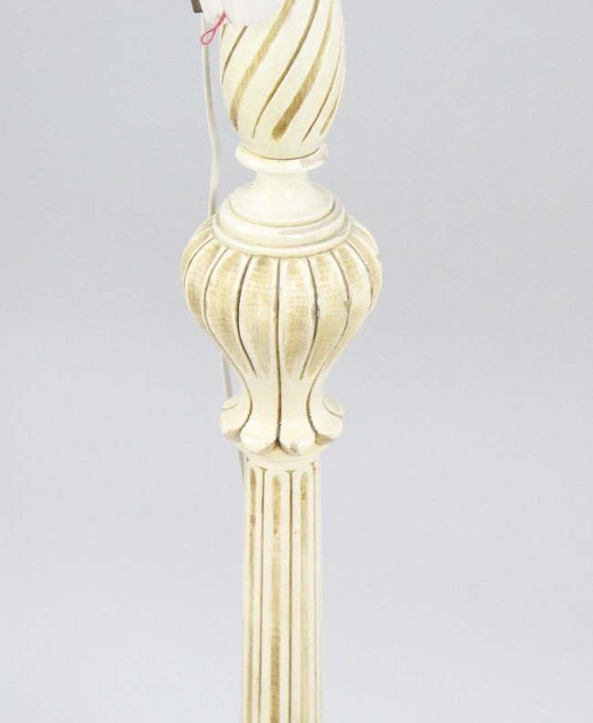 Vintage Carved Wood Painted Shabby Chic Standard Lamp - 5