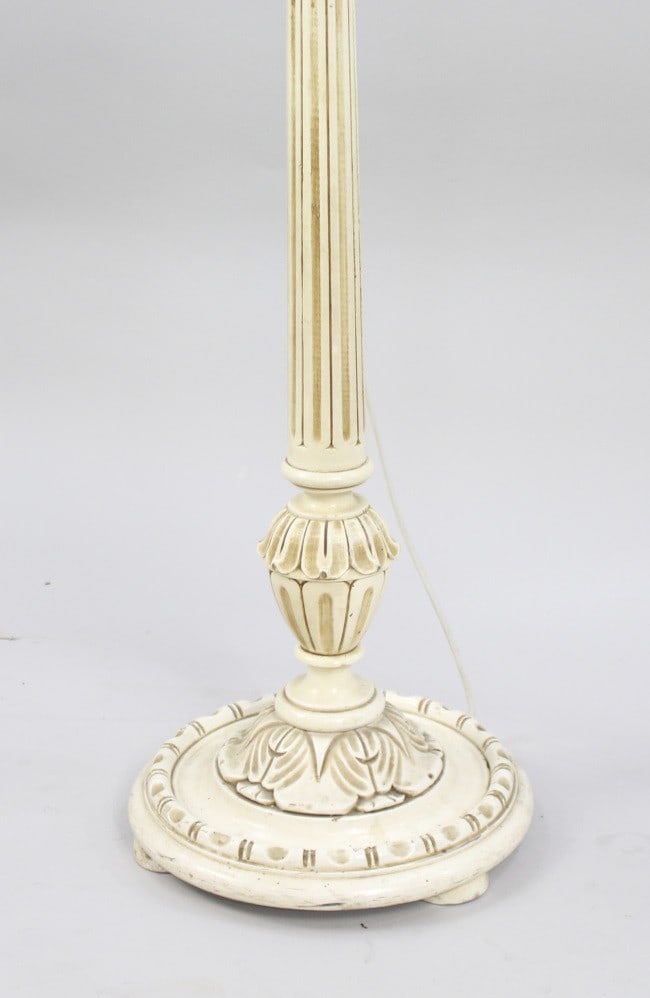 Vintage Carved Wood Painted Shabby Chic Standard Lamp - 6