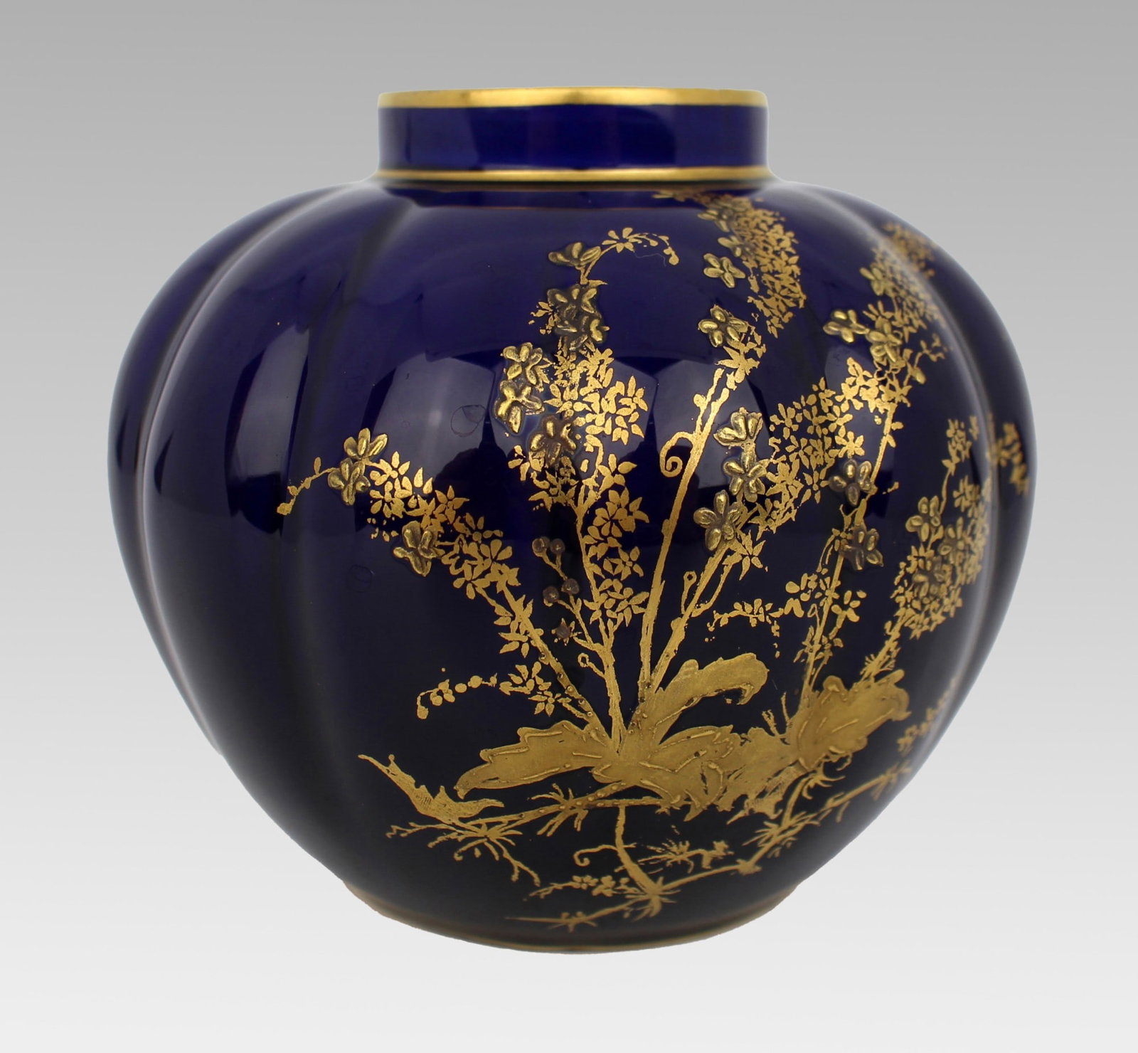 Late Victorian Royal Crown Derby Cobalt Blue & Gilded Vase (1 of 1)