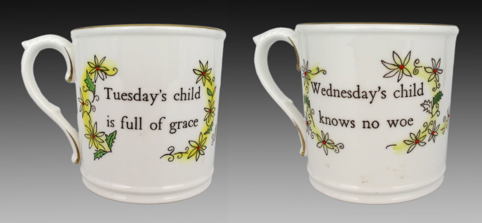 Pair of Royal Worcester “Days of the Week” Tankards (1 of 7)