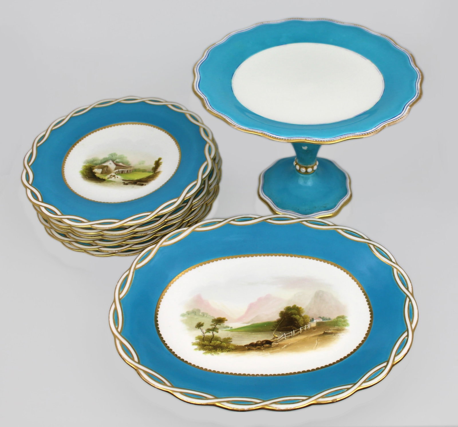 Antique Minton Victorian Porcelain Part Dessert Service - 2