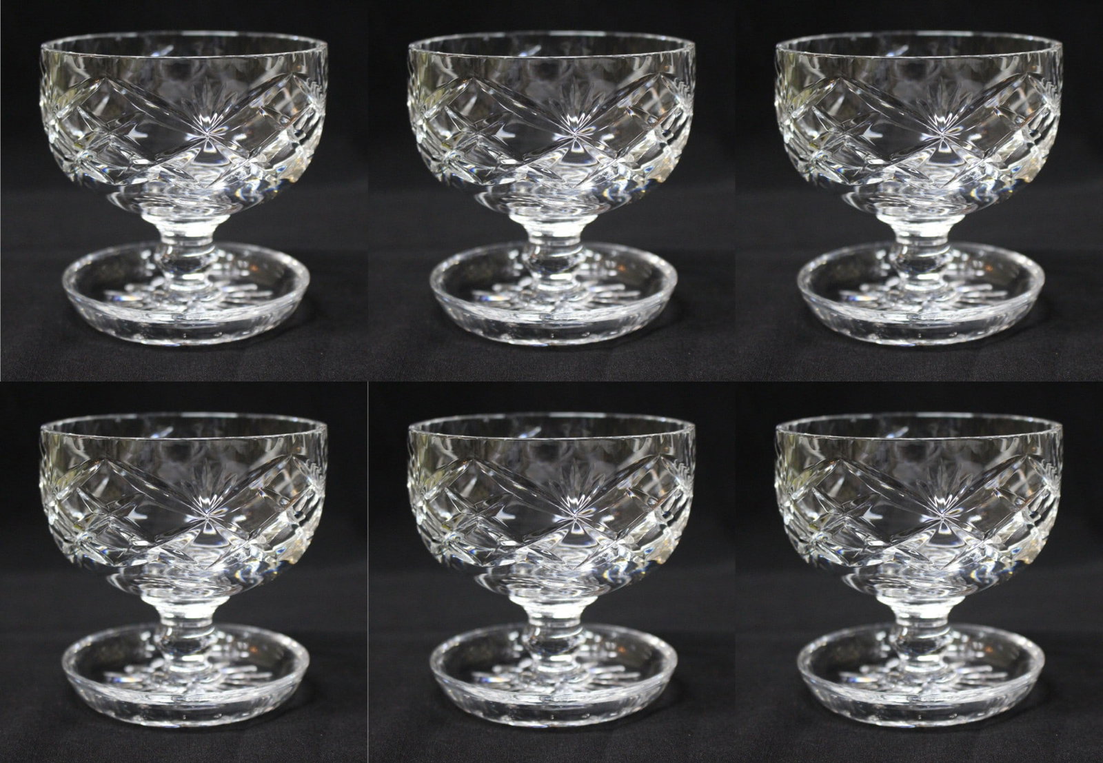 Set of 6 Vintage Cut Glass Crystal Sundae Dishes (1 of 1)