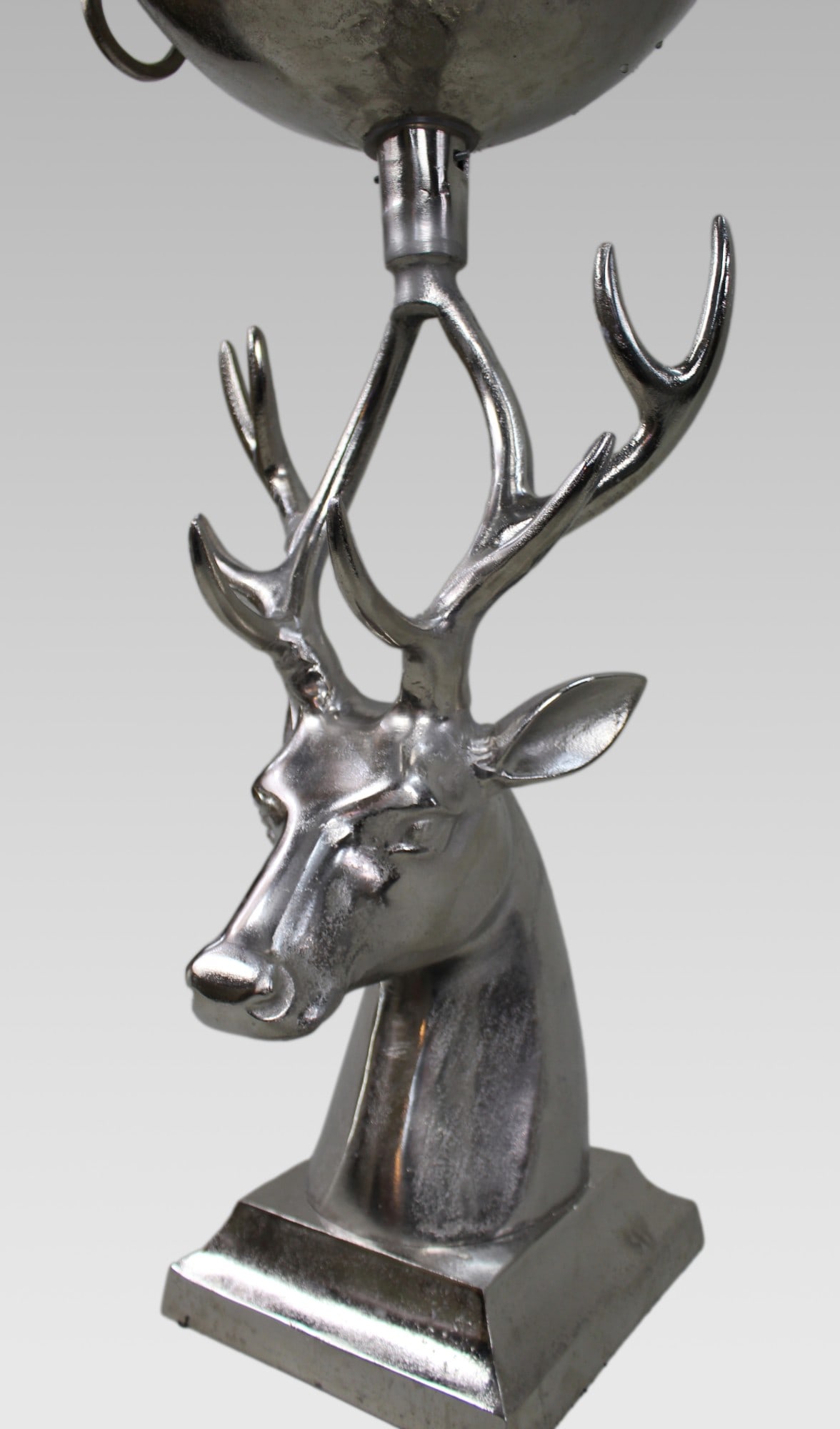Large Sculptural Silvered Metal Stag Centrepiece Bowl - 3