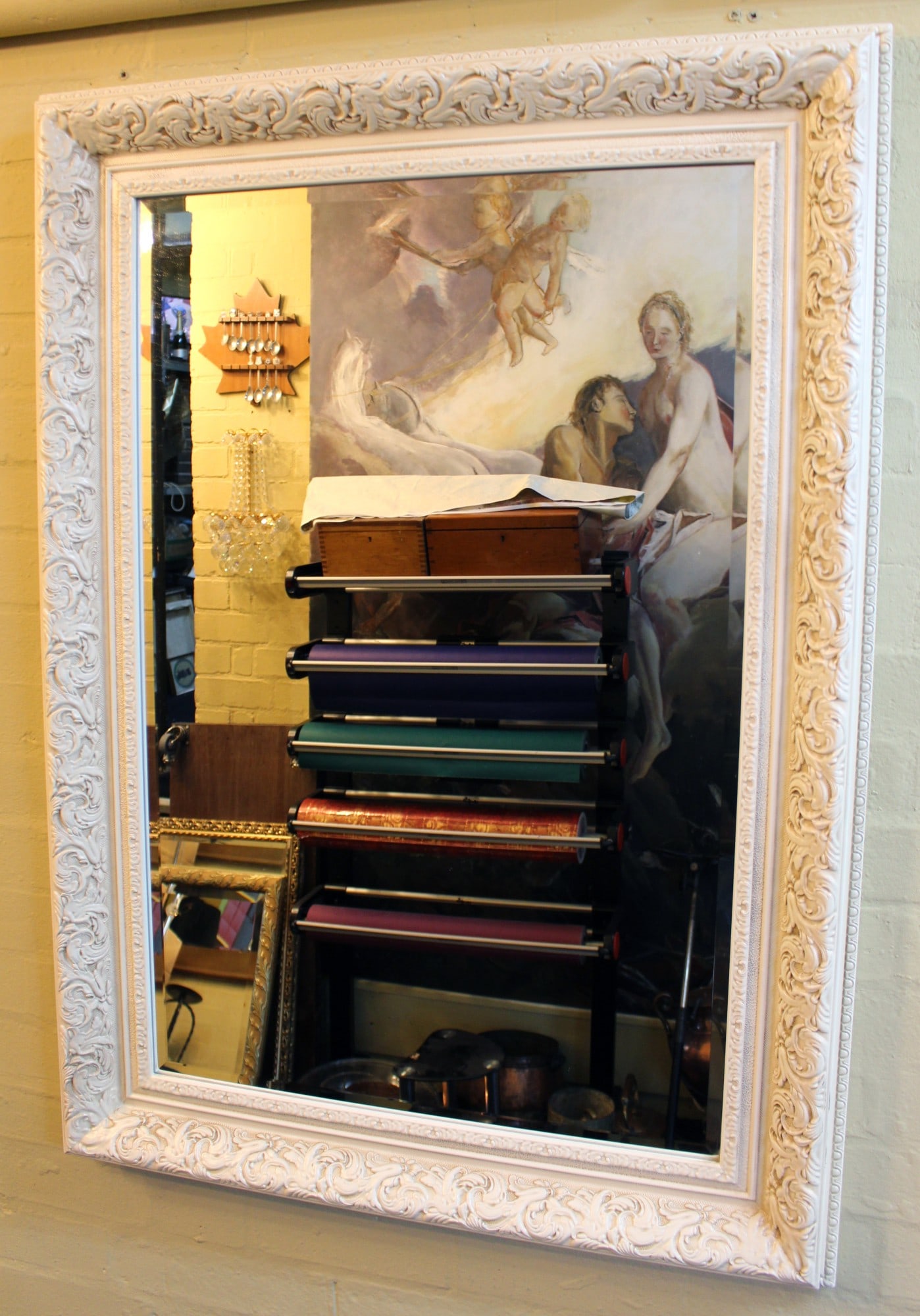 Decorative French Cream Bevelled Mirror 80 x 110 cm: Title: Decorative French Cream Bevelled Mirror 80 x 110 cm Description: Decorative French Cream Bevelled Mirror 80 x 110 cm. Pre-owned. Very good condition Condition: Used Delivery option: Collection