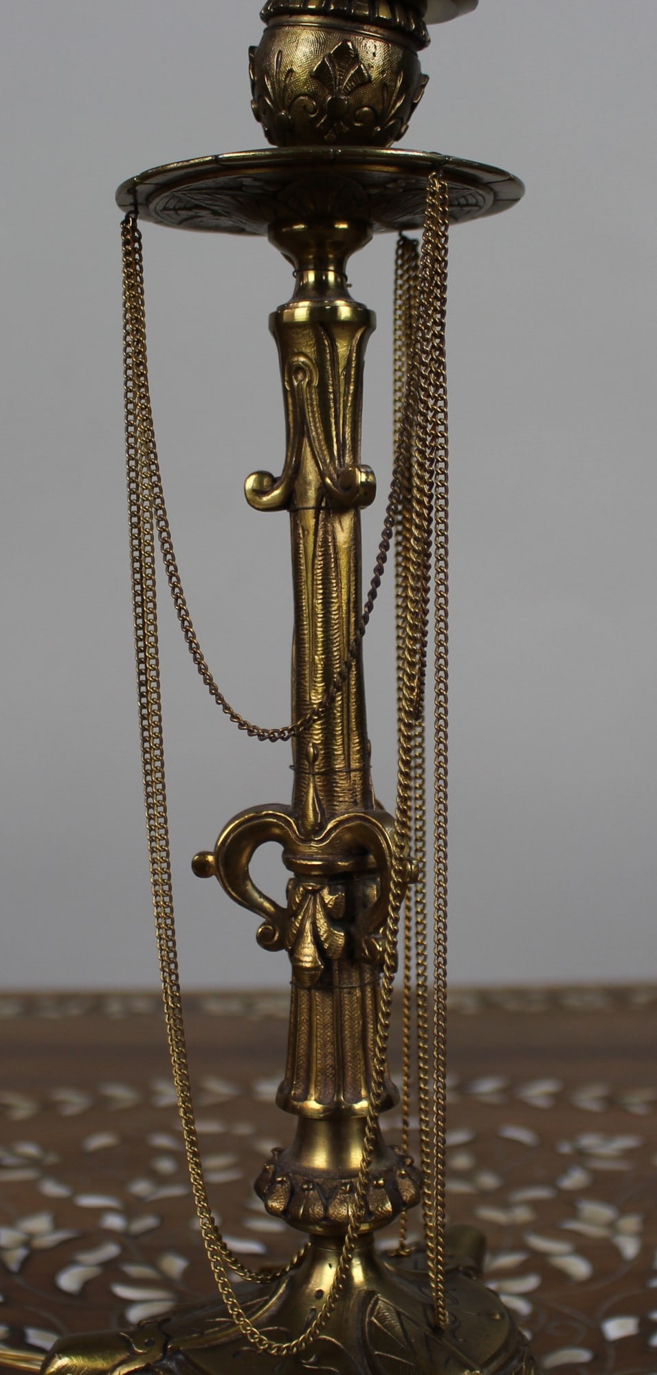 Vintage Gilt Brass Table Lamp – Neoclassical Revival, c.1930 - 4
