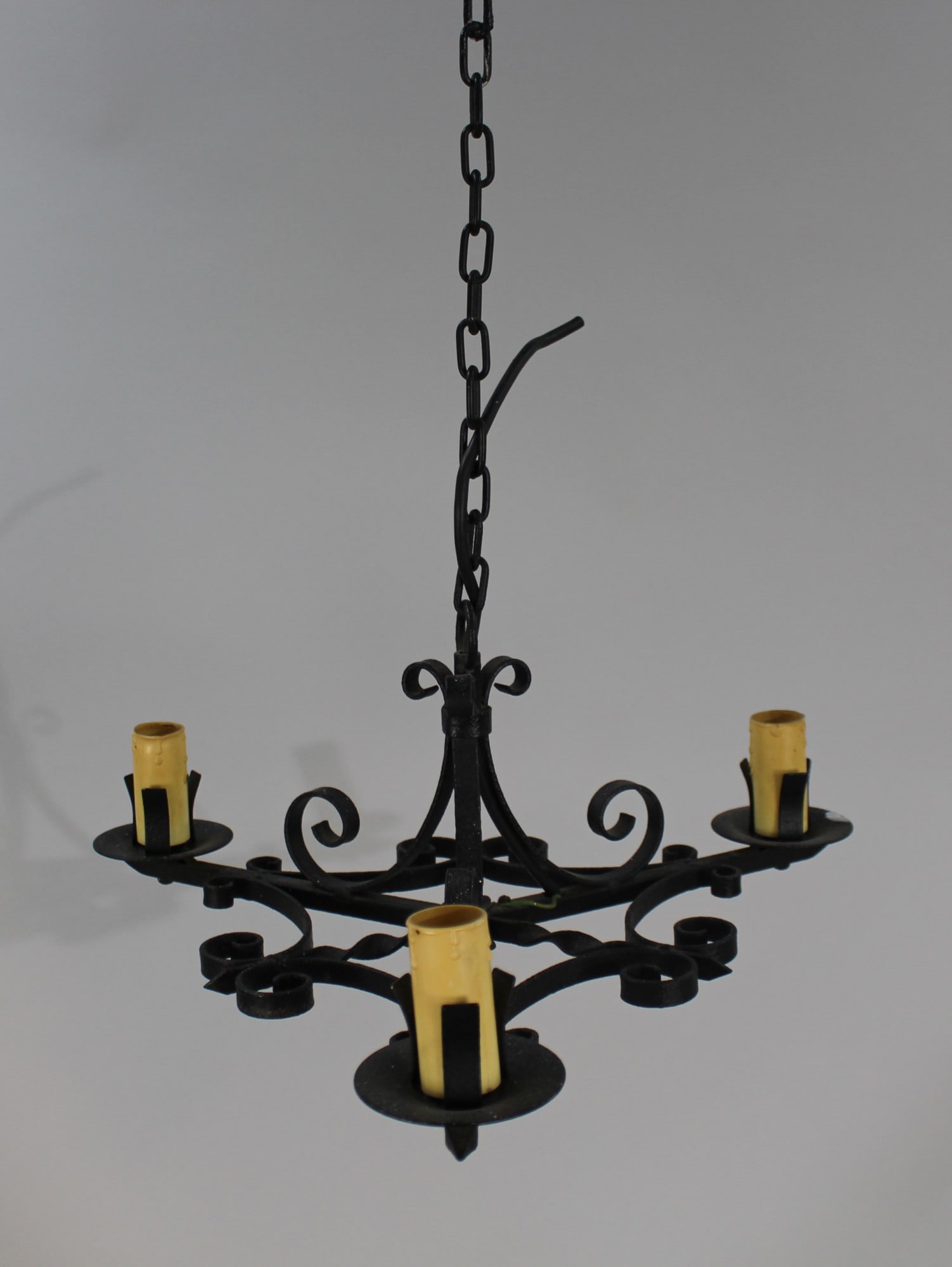 Wrought Iron Three Light Chandelier - 2