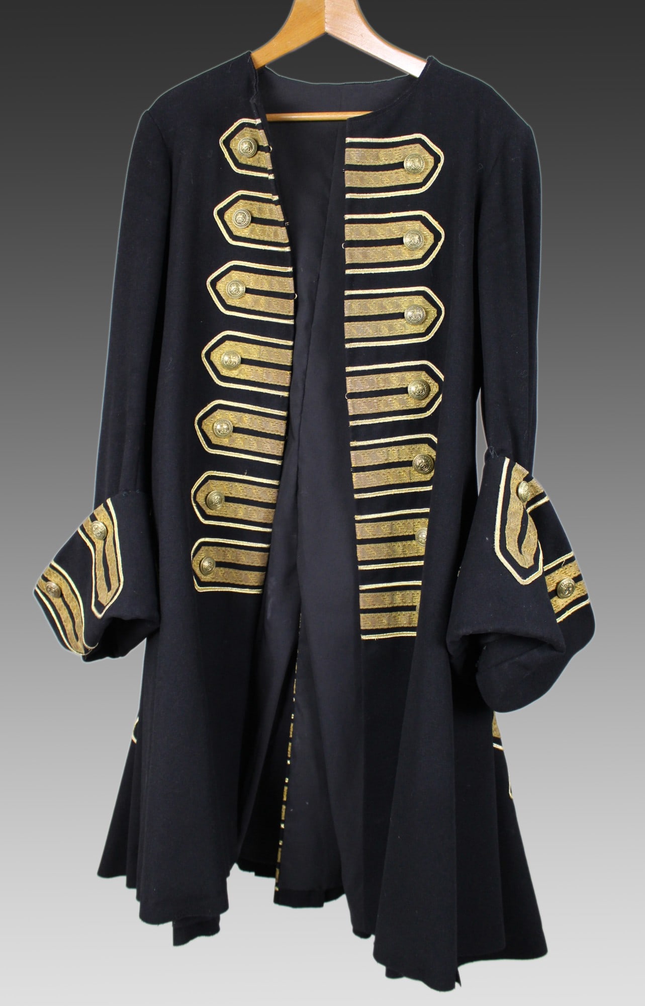 Decorative Vintage Ceremonial Wool Coat with Gold Braid Trim, 20th Century: Title: Decorative Vintage Ceremonial Wool Coat with Gold Braid Trim, 20th Century Description: Decorative Vintage Ceremonial Wool Coat with Gold Braid Trim, 20th Century A striking and well-made